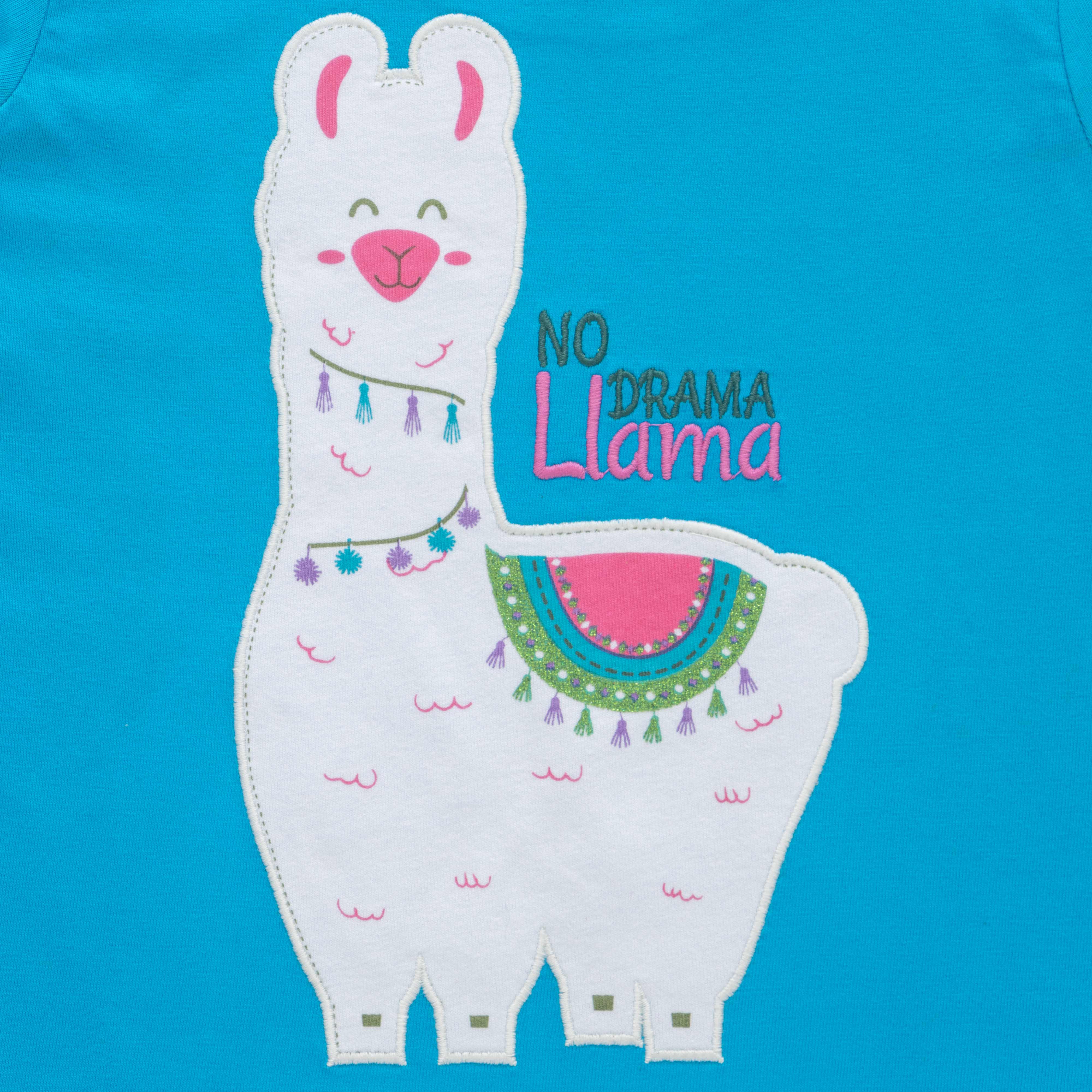 Girls Patch work Lamp & Printed Bio-Washed T-Shirt - Pink
