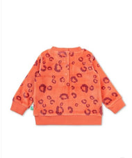 Warm Baby Girls Fleece Sweatshirt – Orange with Leopard Print