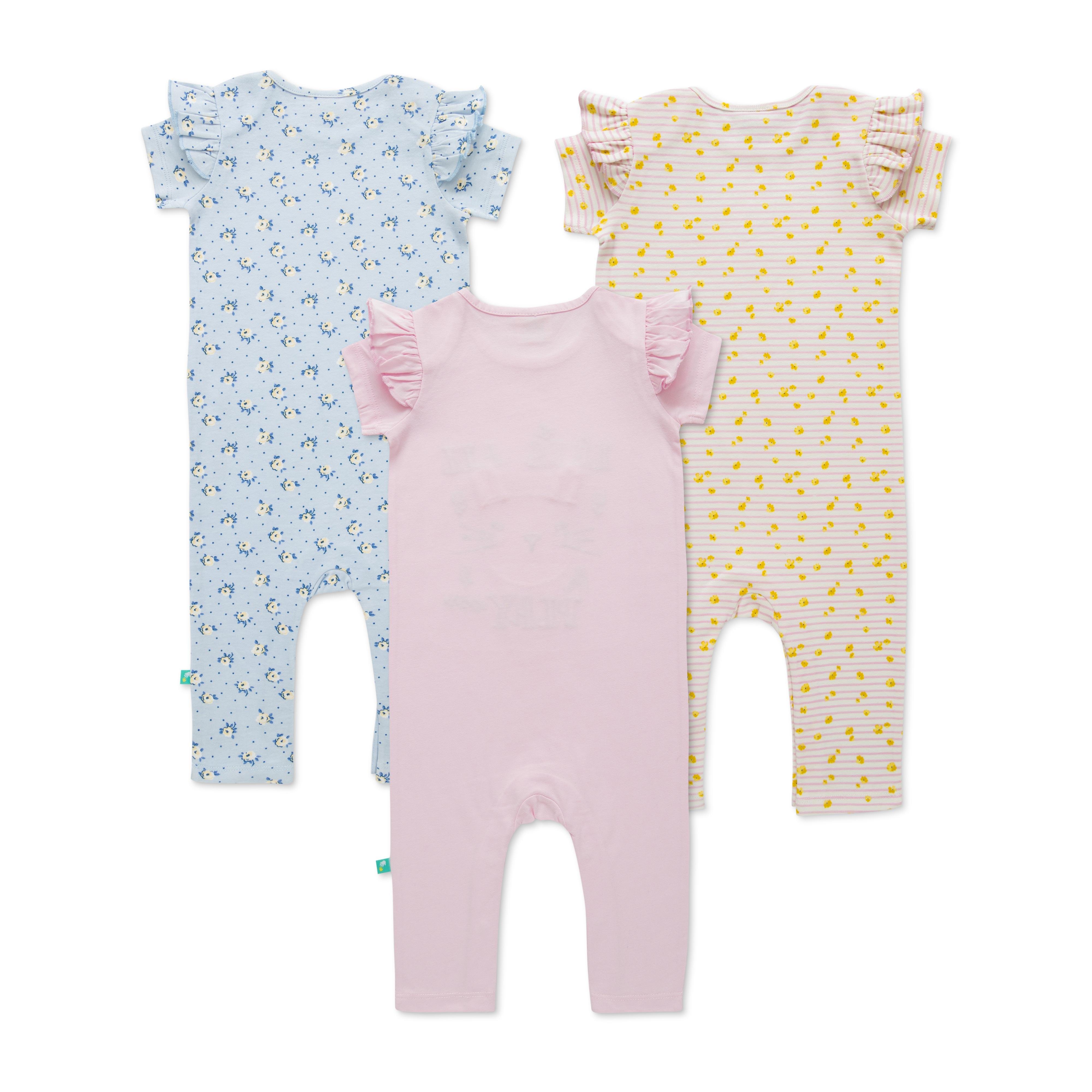 Half Sleeve Kitty Printed AOP & Embroidery Romper Pack of 3