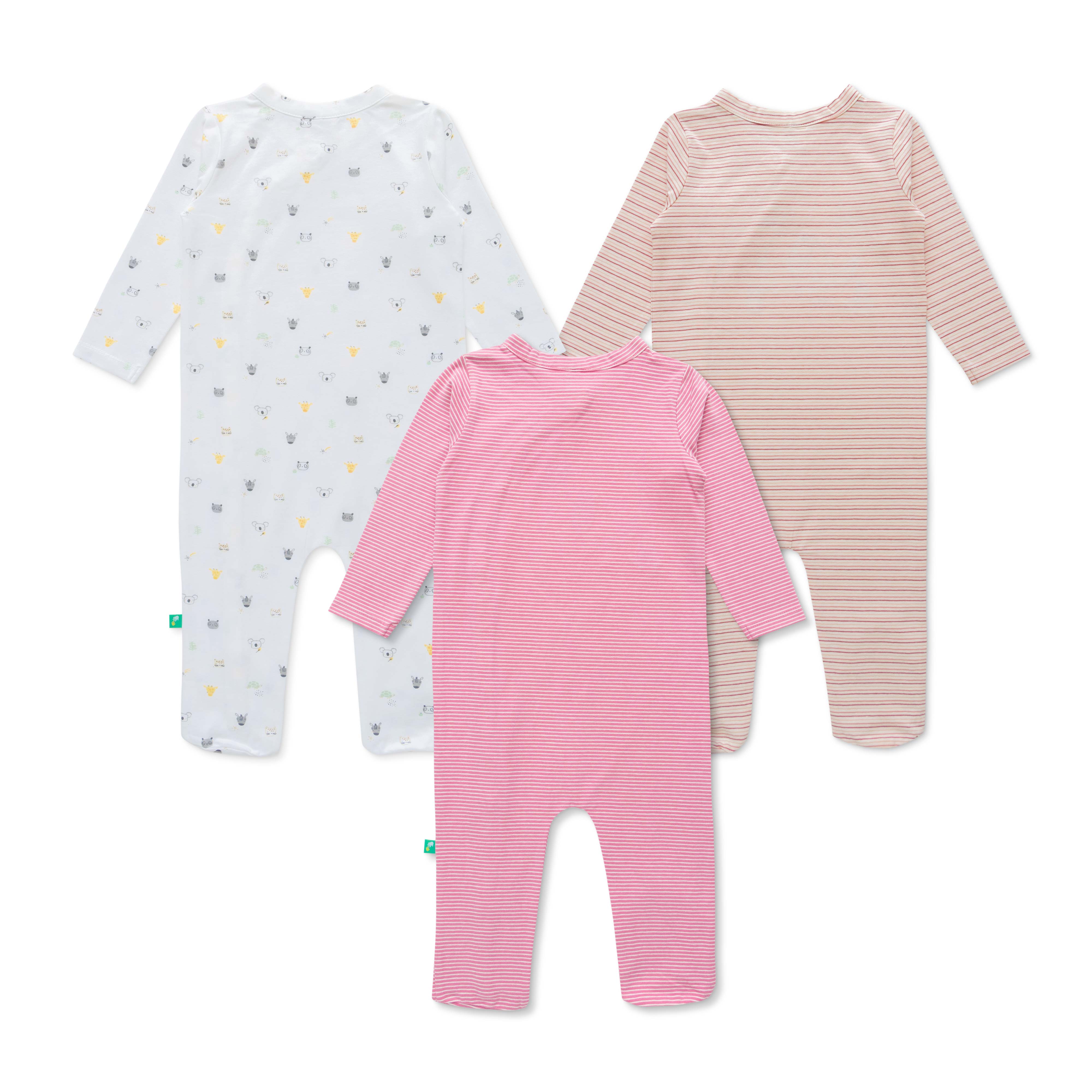 Full Sleeve Printed AOP Solid Stripe & Embroidery Romper Pack of 3