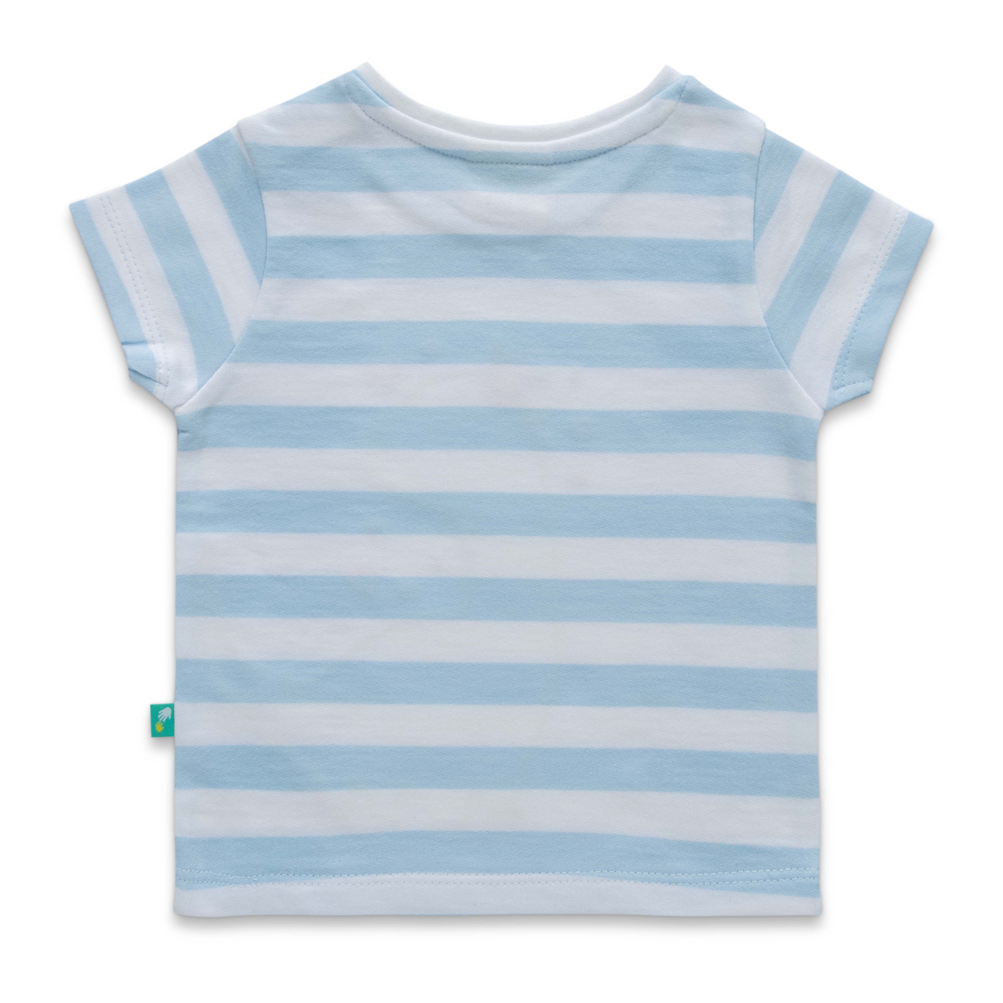 Infant Girls Striped Pure Cotton T-shirt with Shorts-Blue & Pink