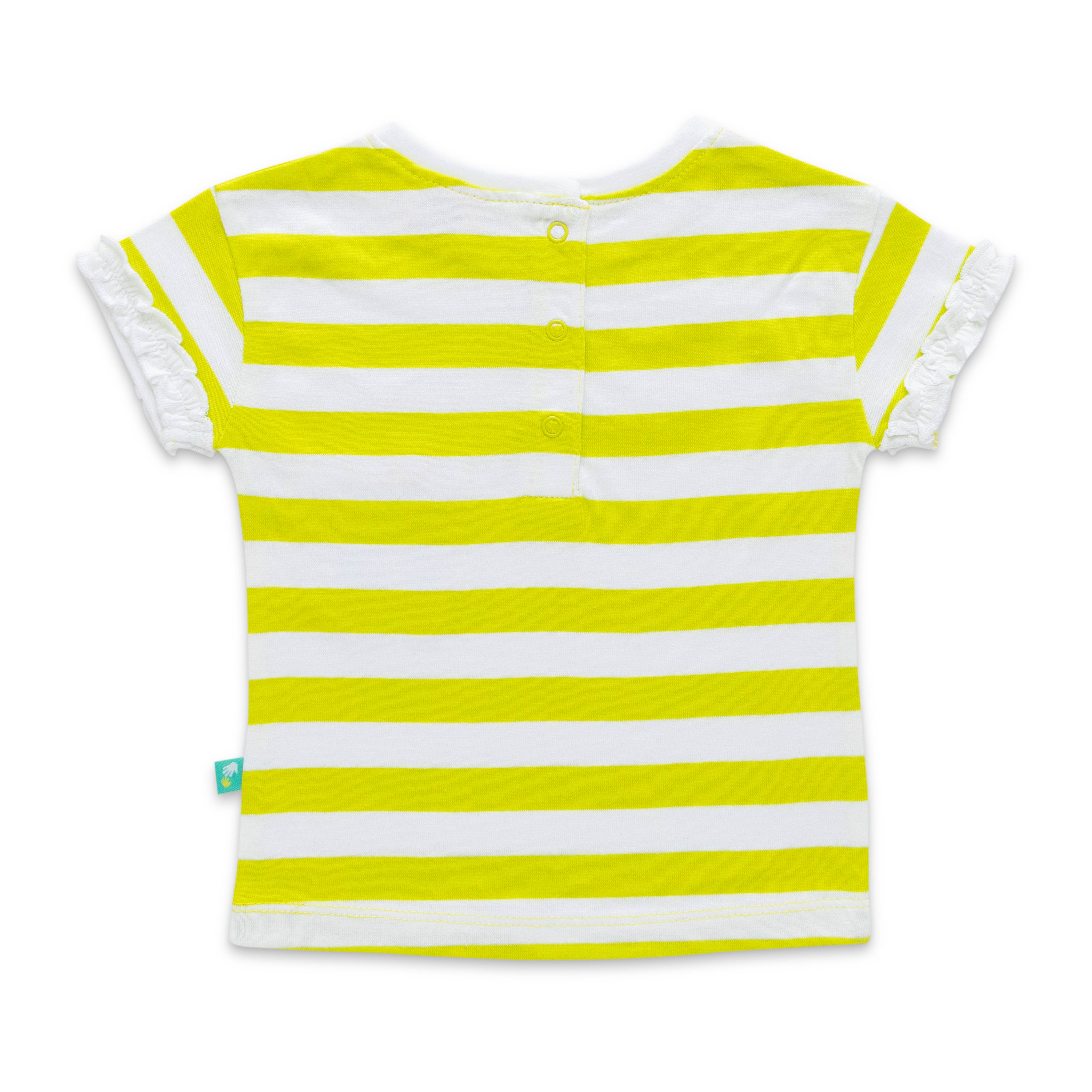 Infant Girls Striped Pure Cotton T-shirt with Shorts-Green & Blue