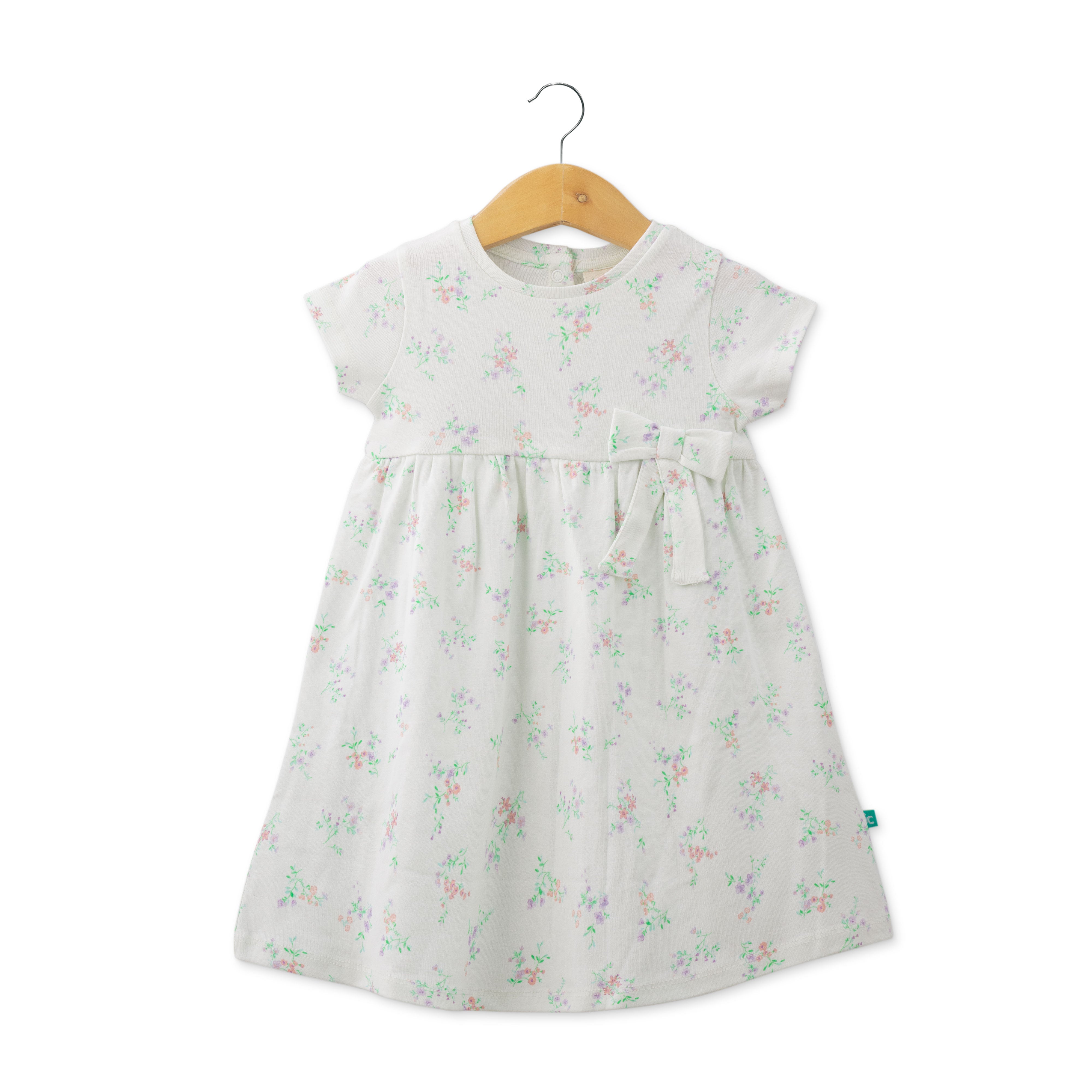Baby Girls Below Knee Casual Dress - White