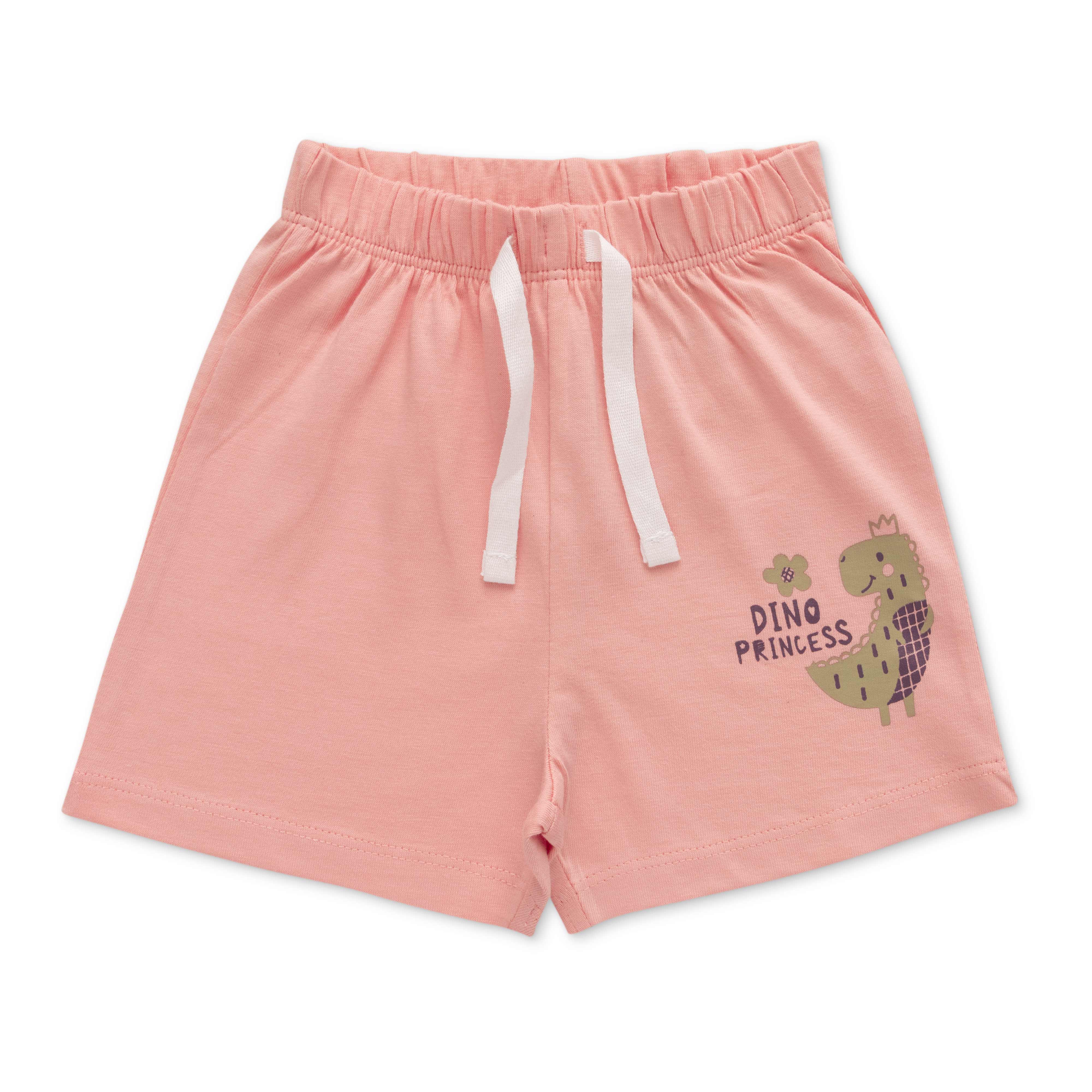 Infant Girls Striped Pure Cotton T-shirt with Shorts- Pink