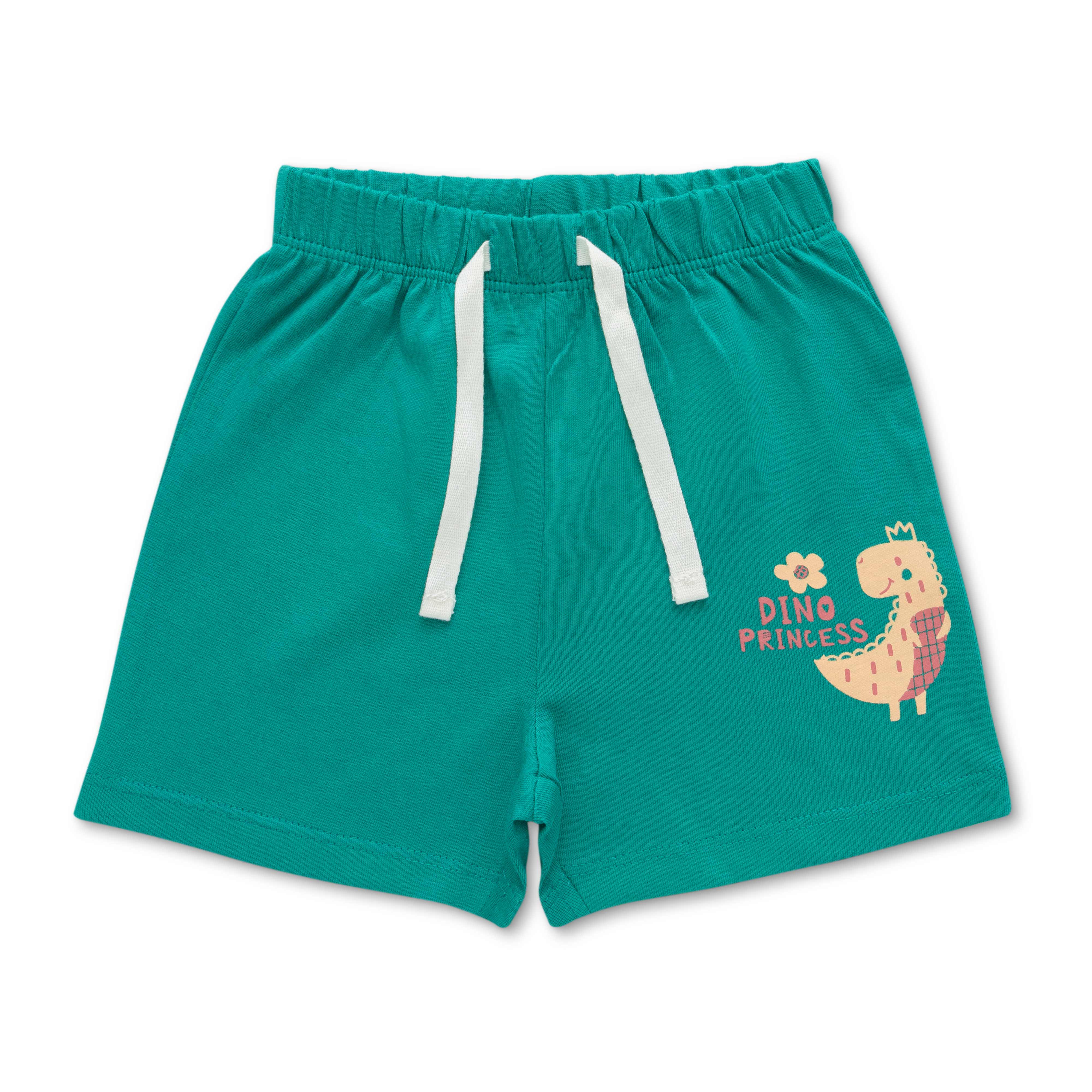 Infant Girls Striped Pure Cotton T-shirt with Shorts- Green