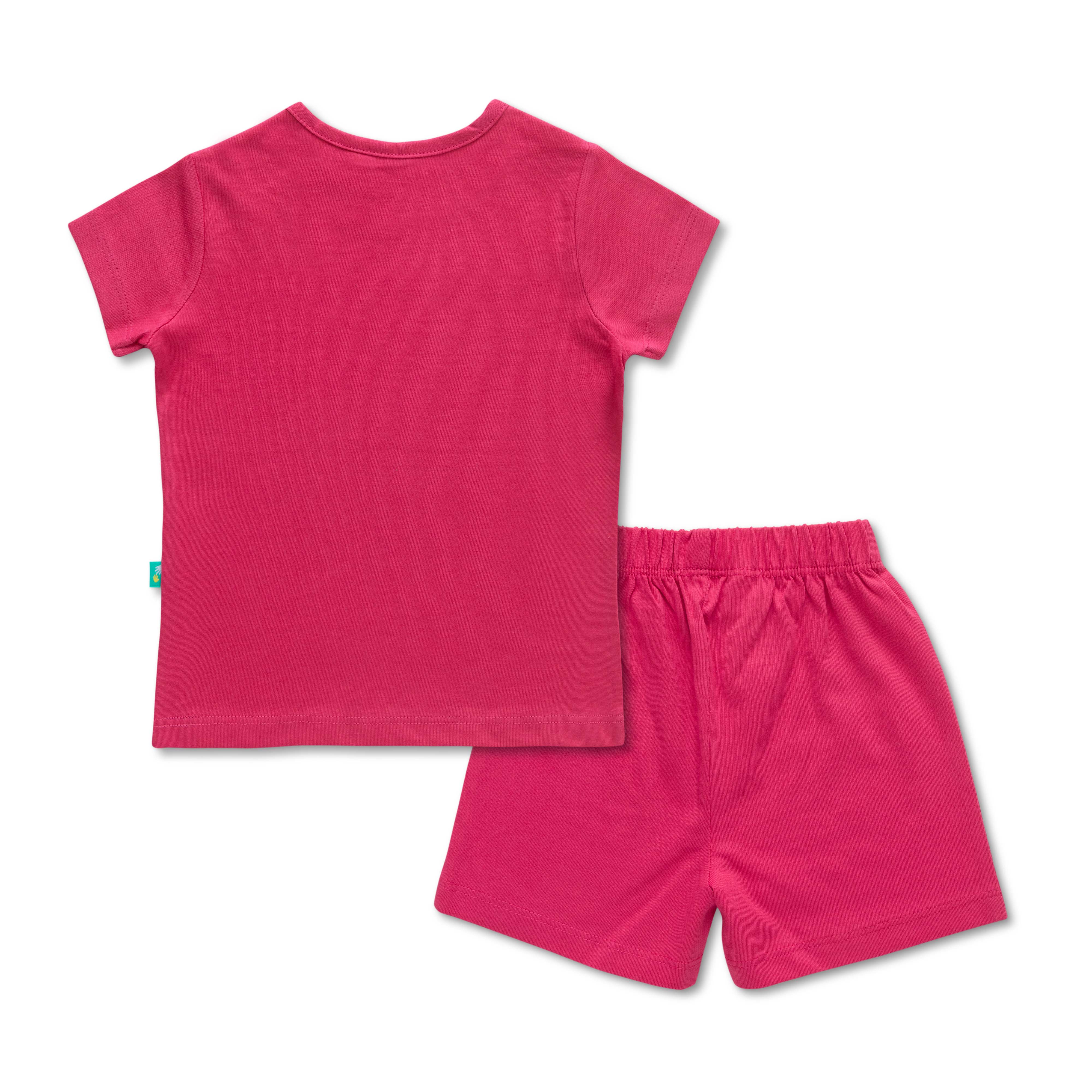 Infant Girls Striped Pure Cotton T-shirt with Shorts- Pink