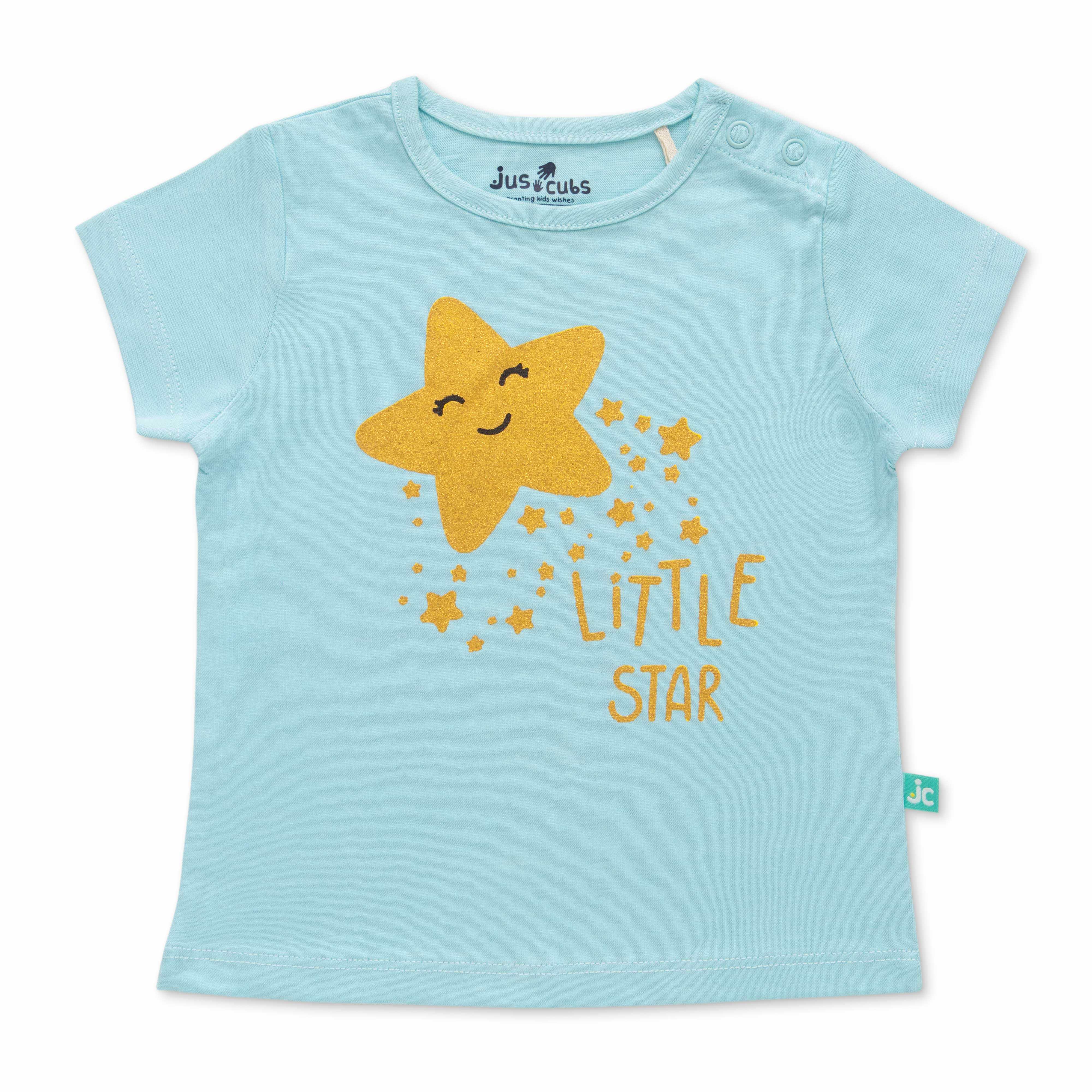 Infant Girls Striped Pure Cotton T-shirt with Shorts- Blue