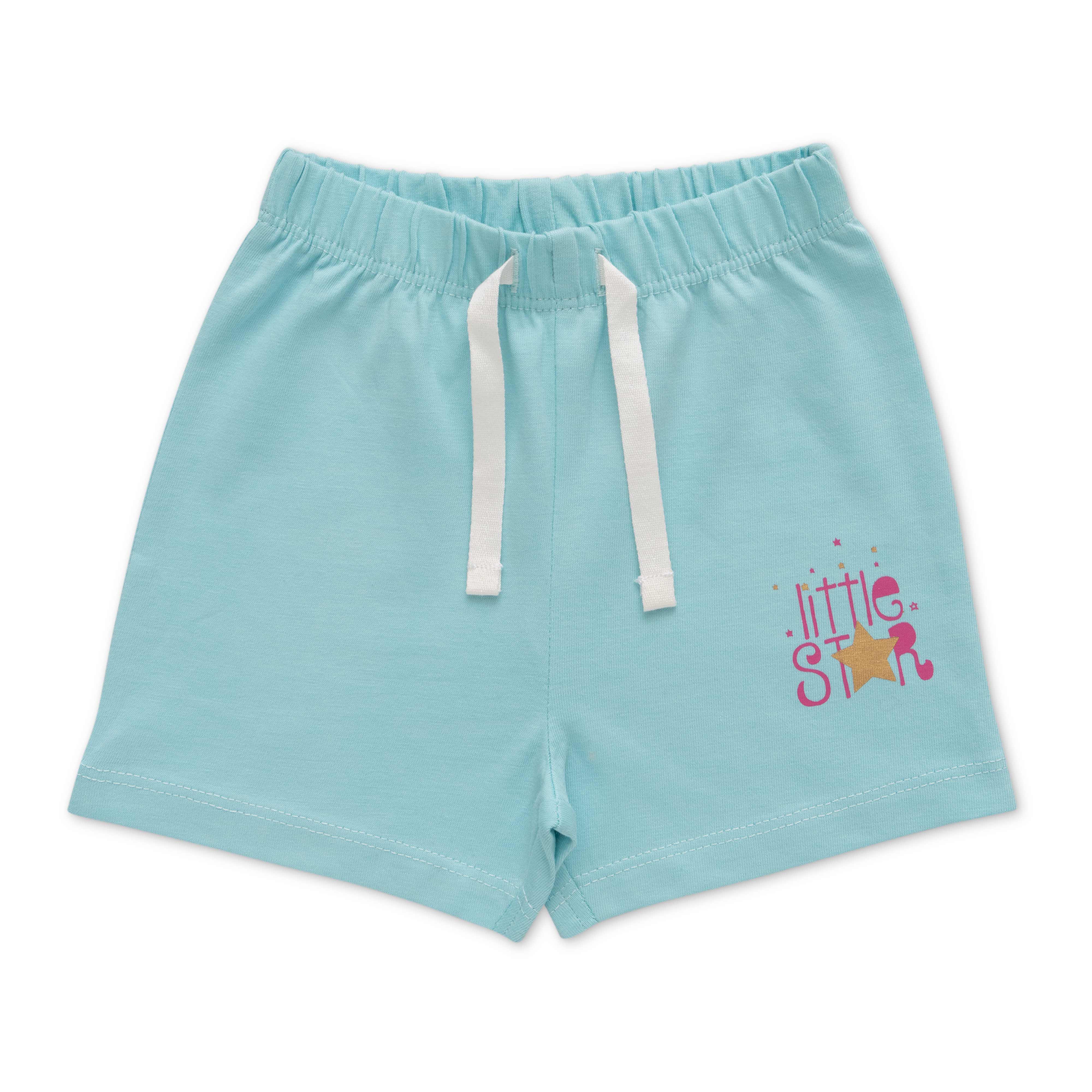 Infant Girls Striped Pure Cotton T-shirt with Shorts- Blue