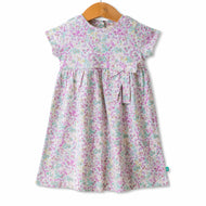 Baby Girls’ A-Line Dress with Pastel Flower Pattern & Short Sleeve Cotton