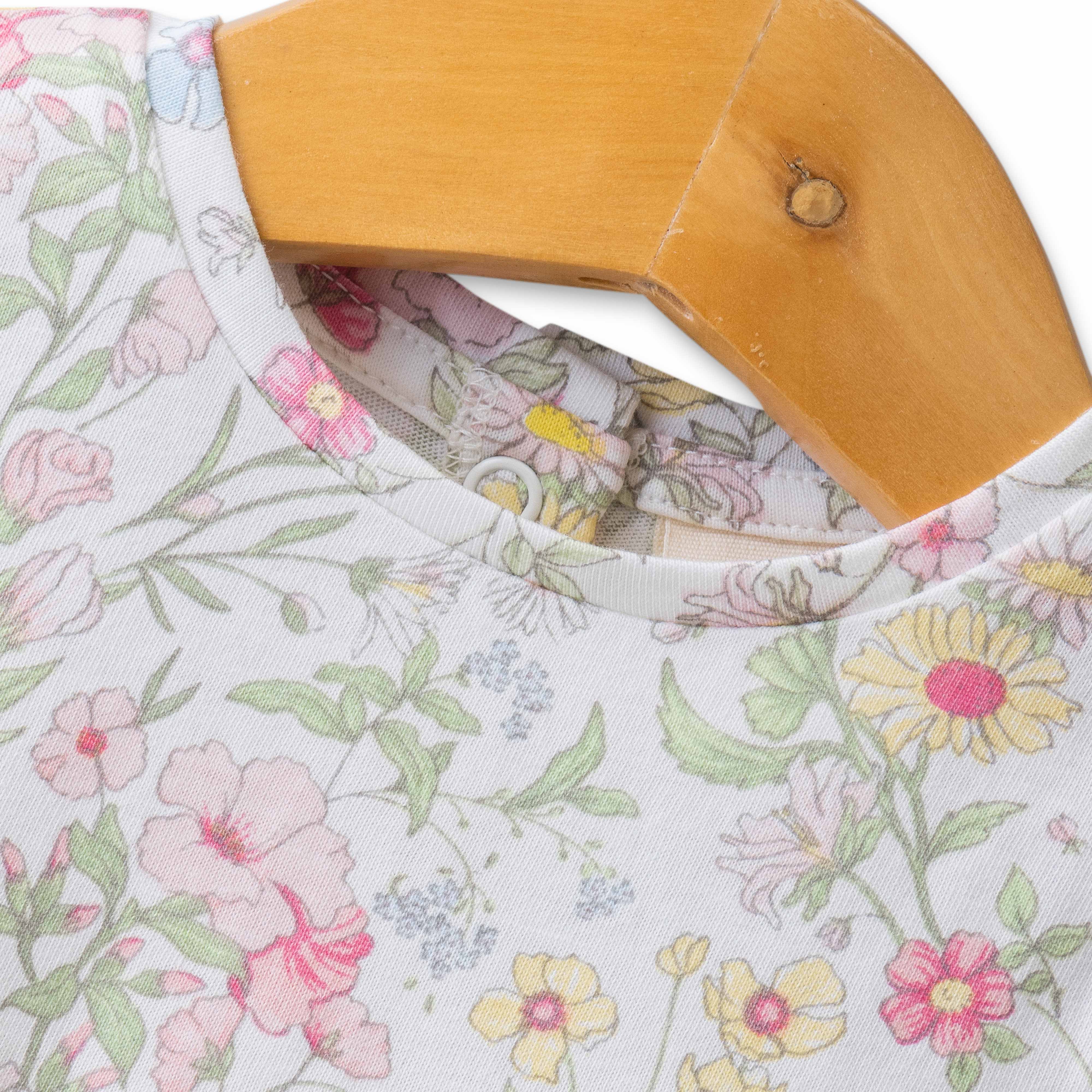 Baby Girls Plants & Flowers Printed Below Knee Casual Dress - White