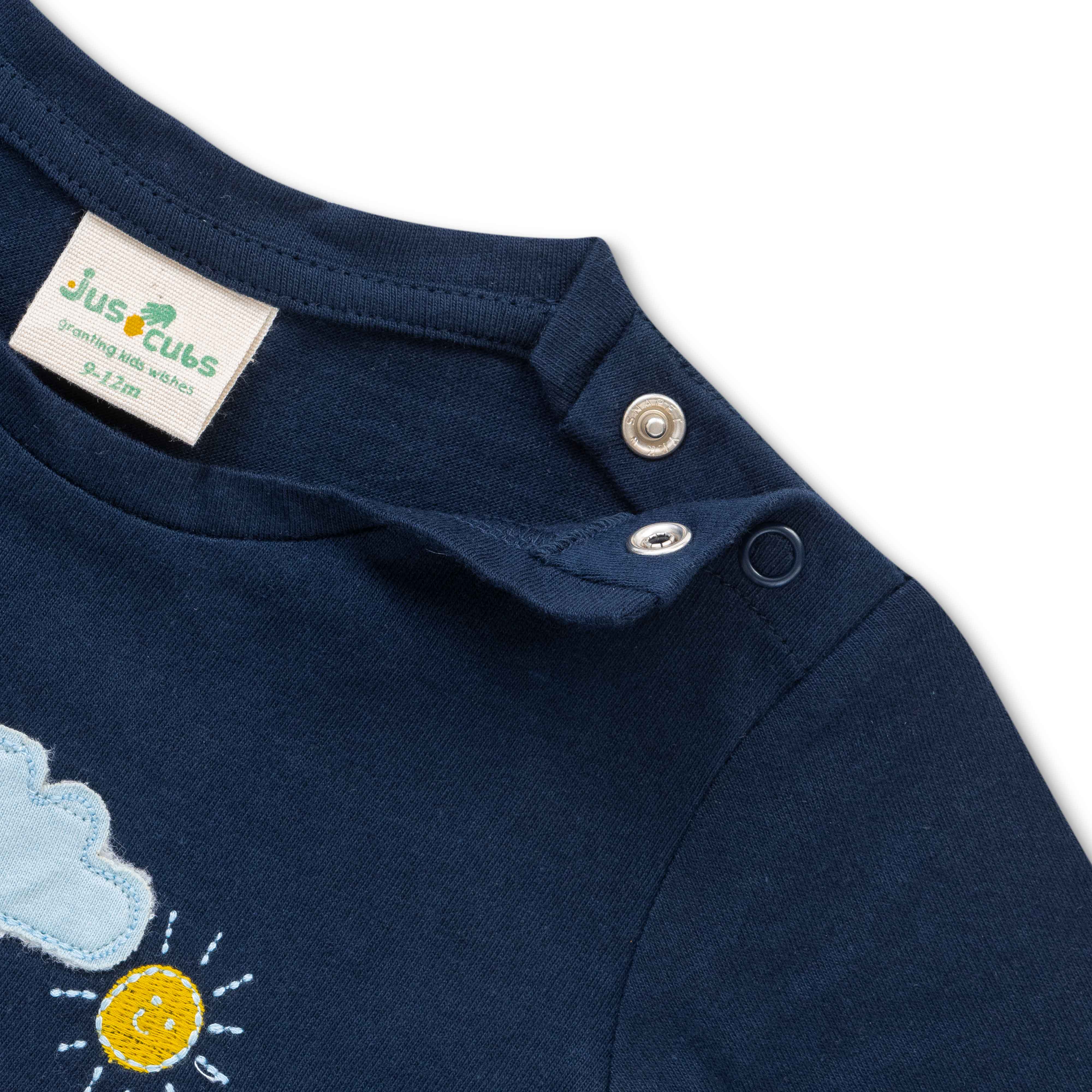 Infant Boys Striped Pure Cotton T-shirt with Shorts- Blue