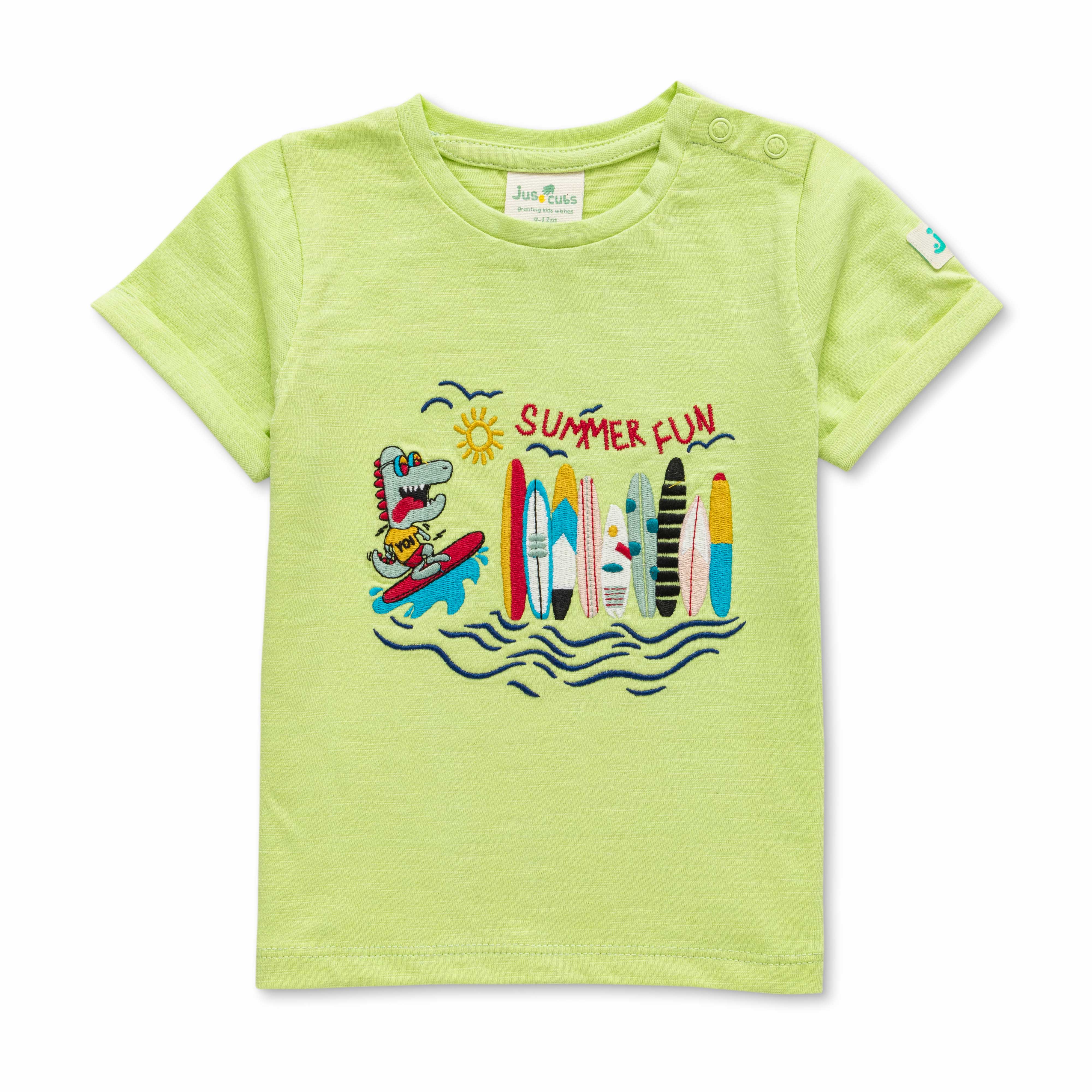 Infant Boys Striped Pure Cotton T-shirt with Shorts- Black
