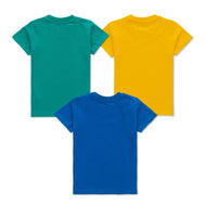 "Baby Boys' Graphic T-Shirt Set – Pack of 3 (Dino, Astronaut & Monster Prints) – Colorful Cotton Tees"