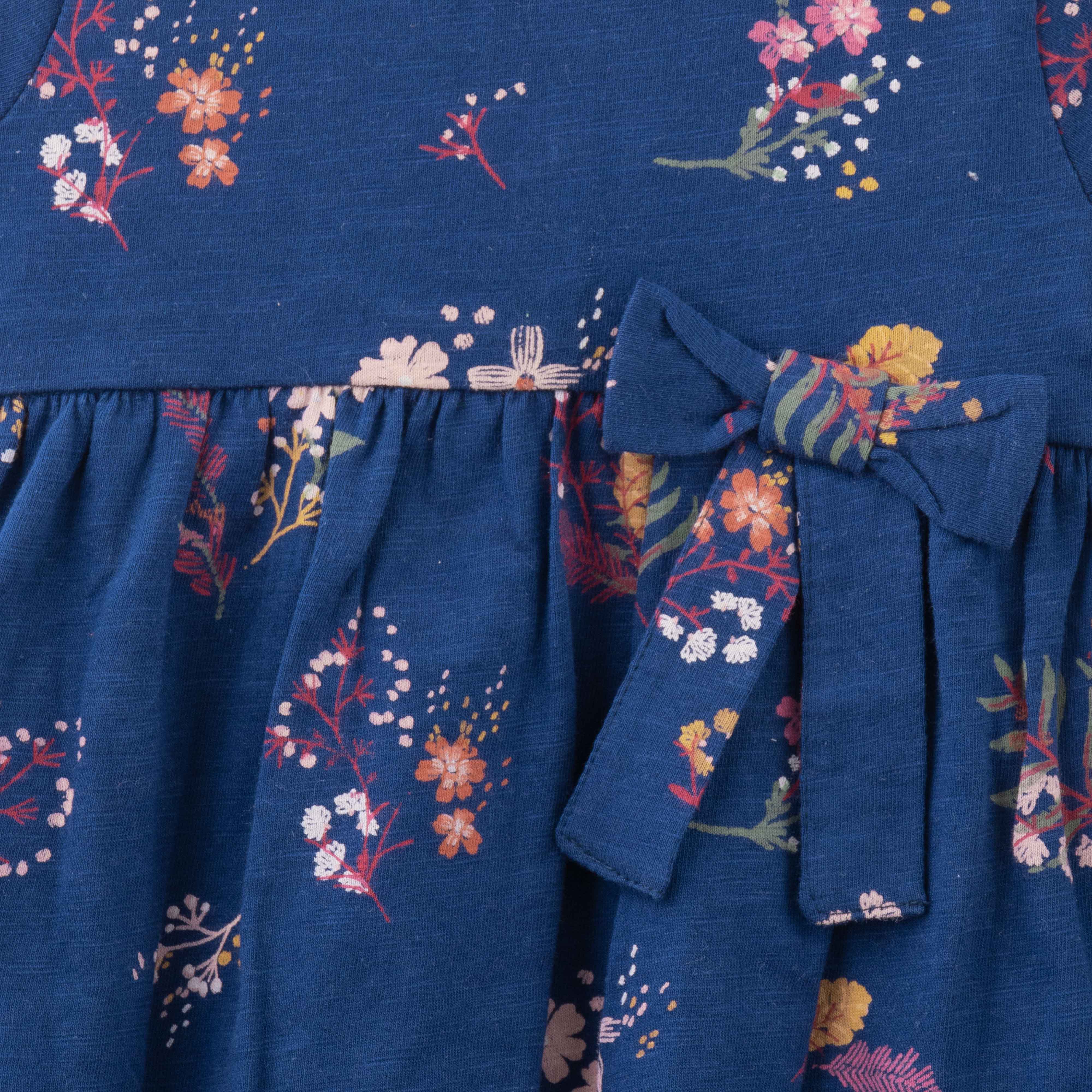 Baby Girls Trendy Printed Below Knee Casual Dress - Blue