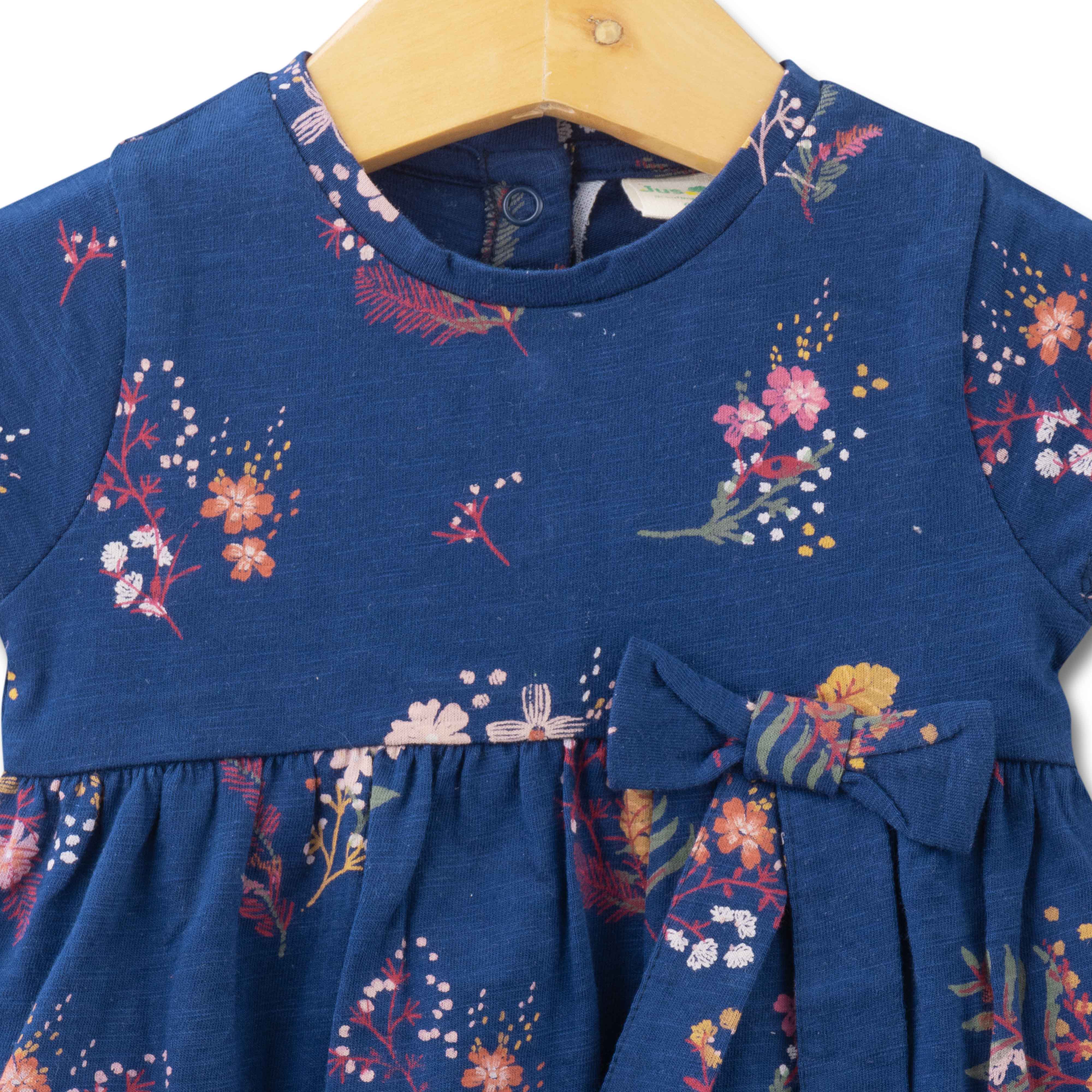 Baby Girls Trendy Printed Below Knee Casual Dress - Blue