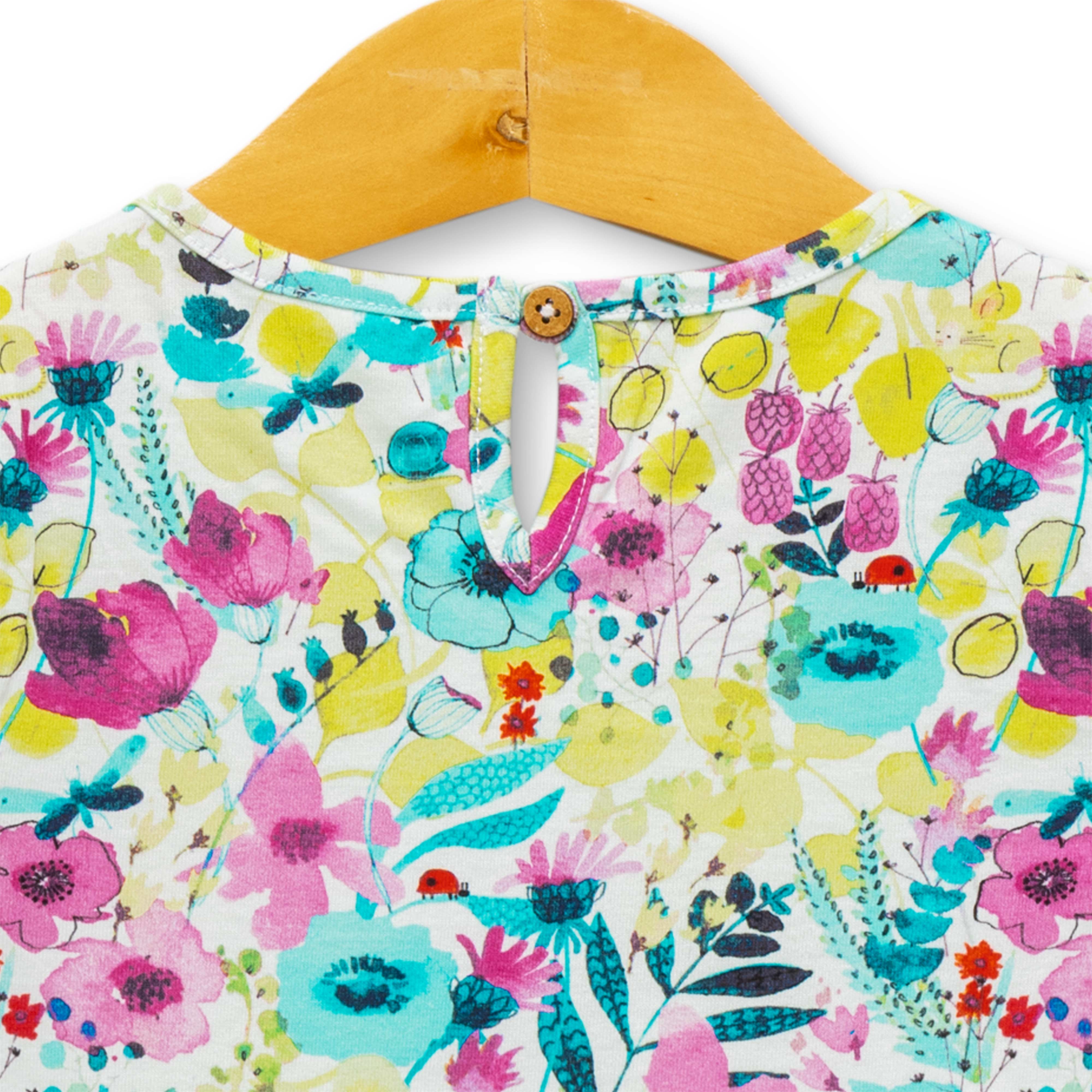 Girls Floral Printed Fit & Flare Dress - Off White