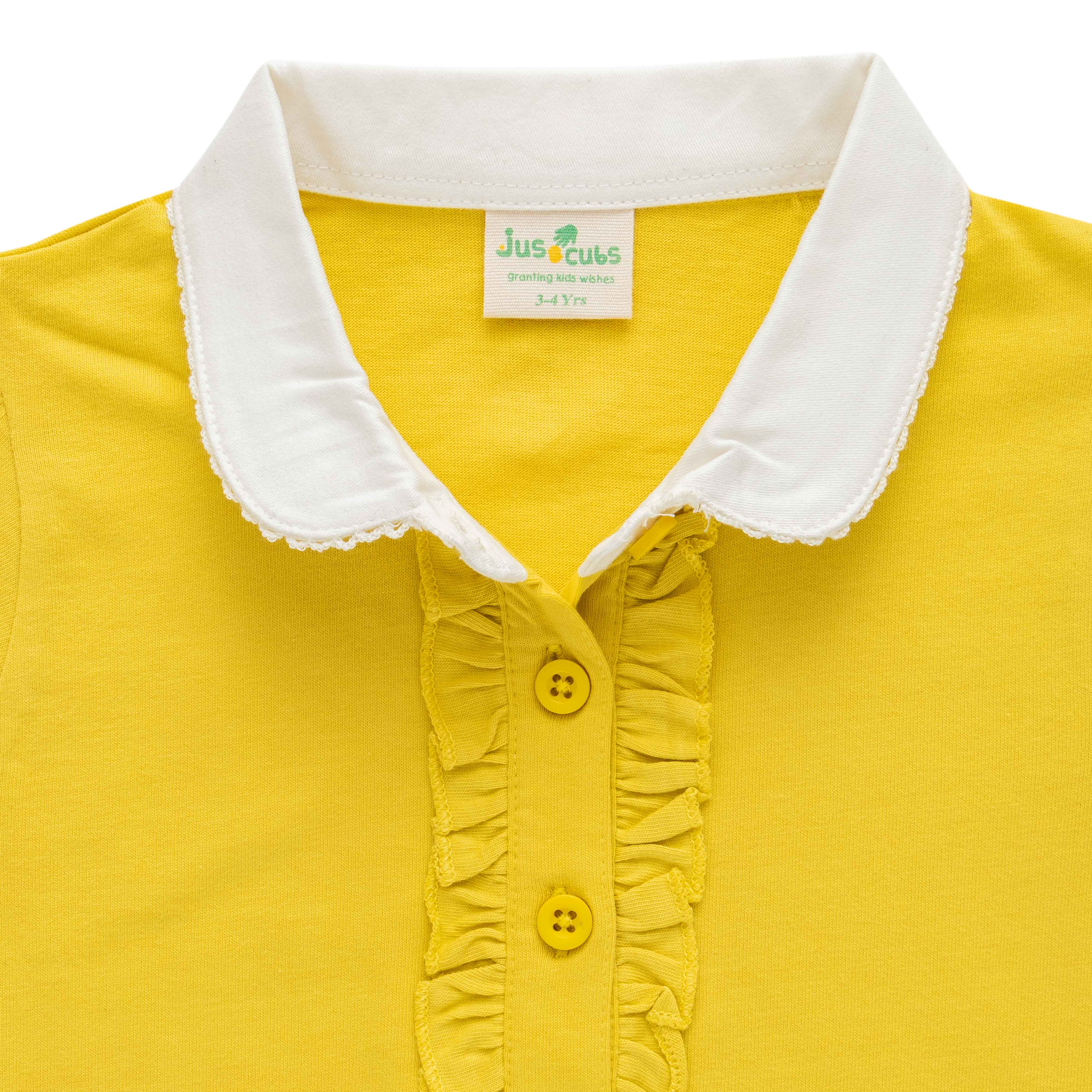 Girls 100% Cotton Polo T-Shirts -Yellow