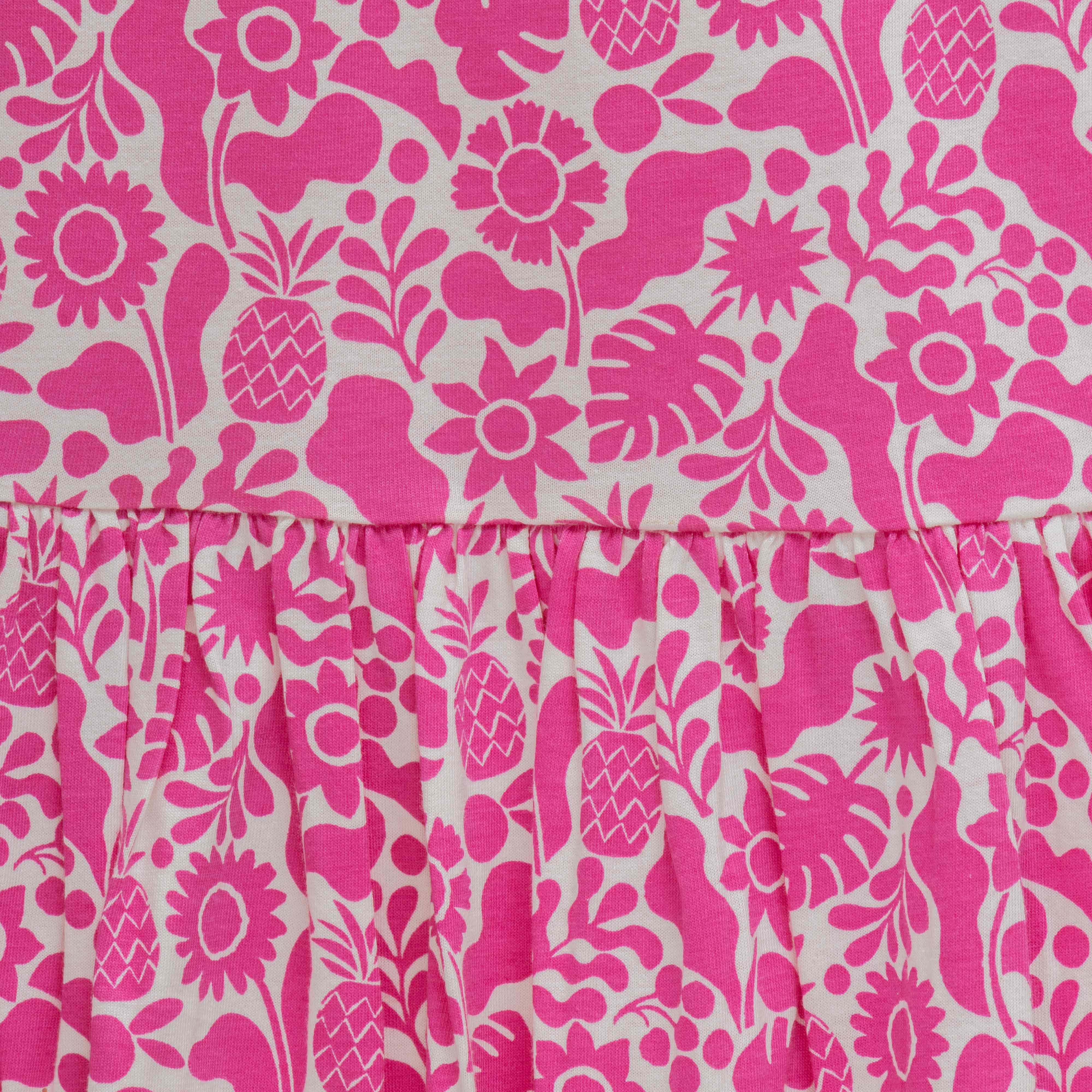 Girls Floral Printed Peter Pan Neck Fit & Flare Dress