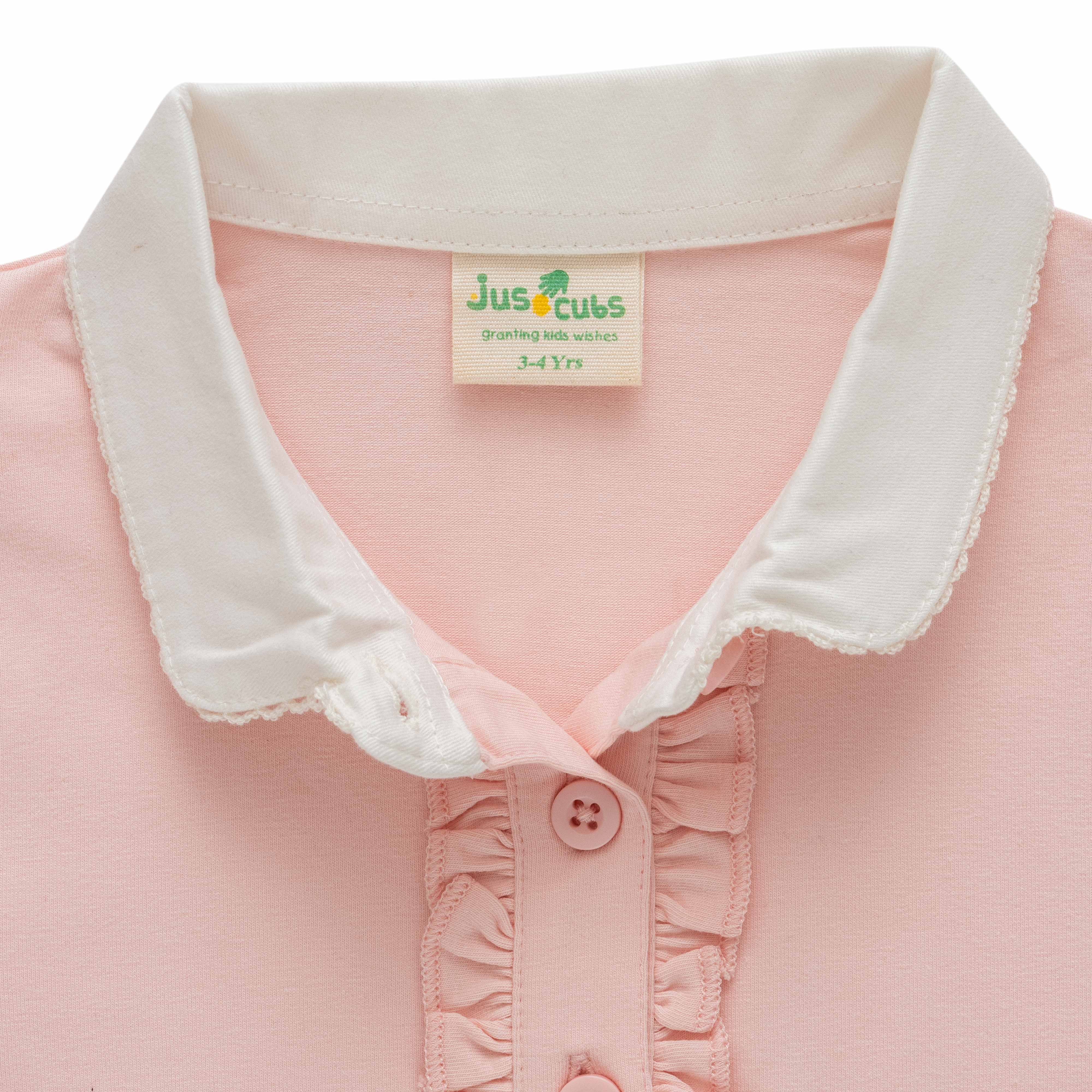 Girls 100% Cotton Polo T-Shirts -Pink