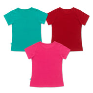 "Girls' Cotton Printed T-Shirts – Pack of 3 Stylish Tees with Dinosaur, Whale & Cat Designs"