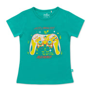 Pack of 3 Girls' Cotton T-Shirts – Fun Prints Featuring Music, Whale & Game Controller Designs