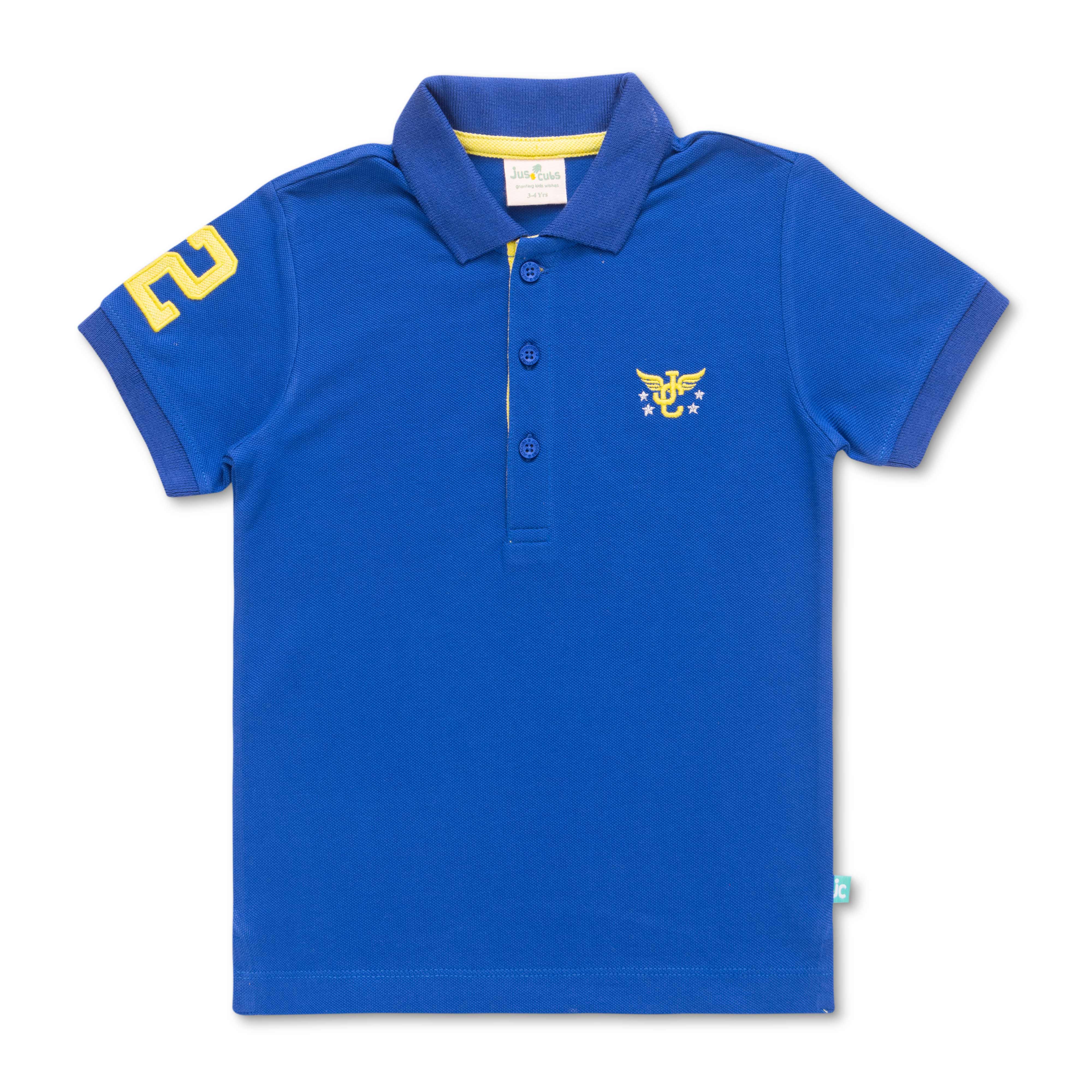 Boys Shoulder Patch work & chest Emboridery work Half Sleeve  BioWashed Polo T-shirts