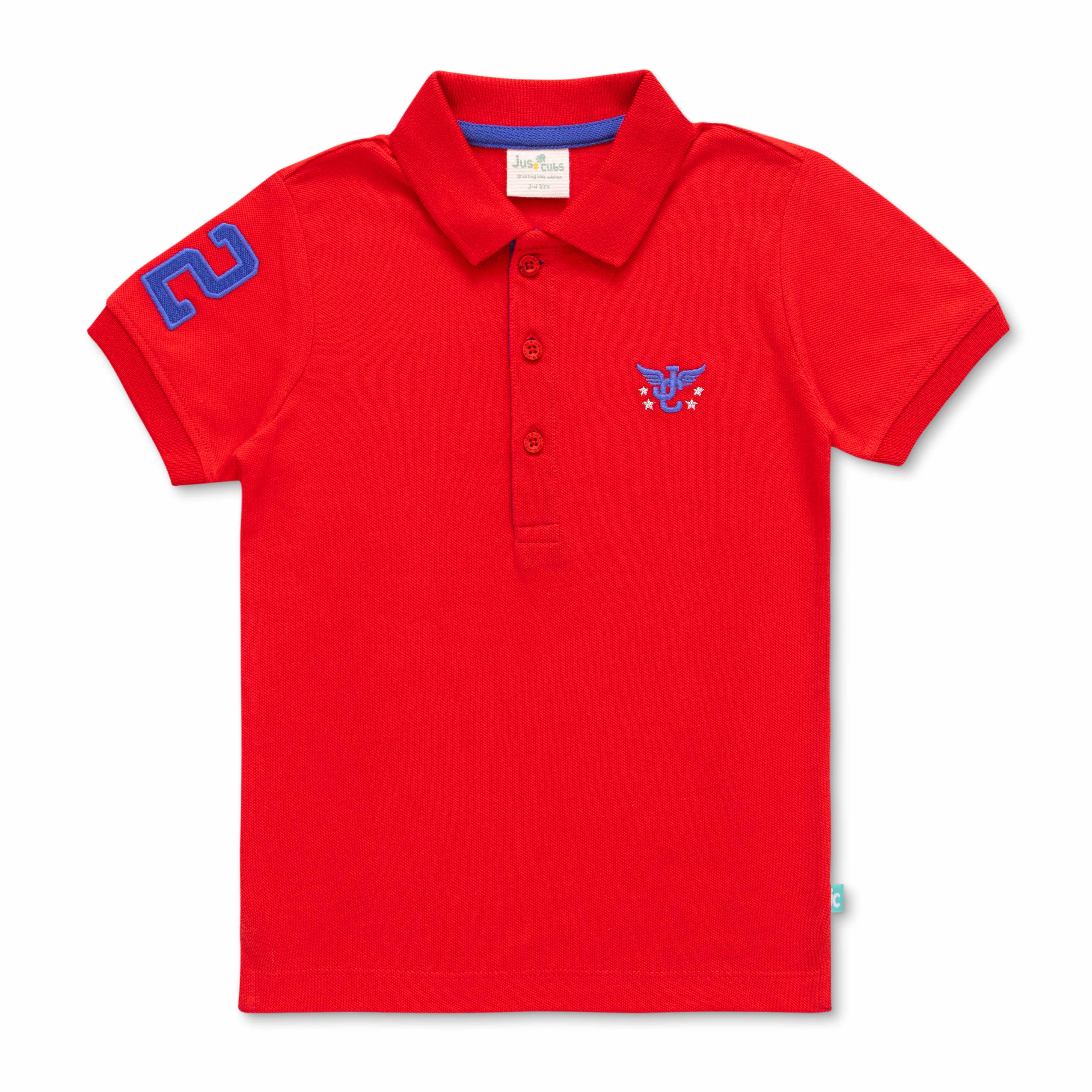 Boys Shoulder Patch work & chest Emboridery work Half Sleeve  BioWashed Polo T-shirts