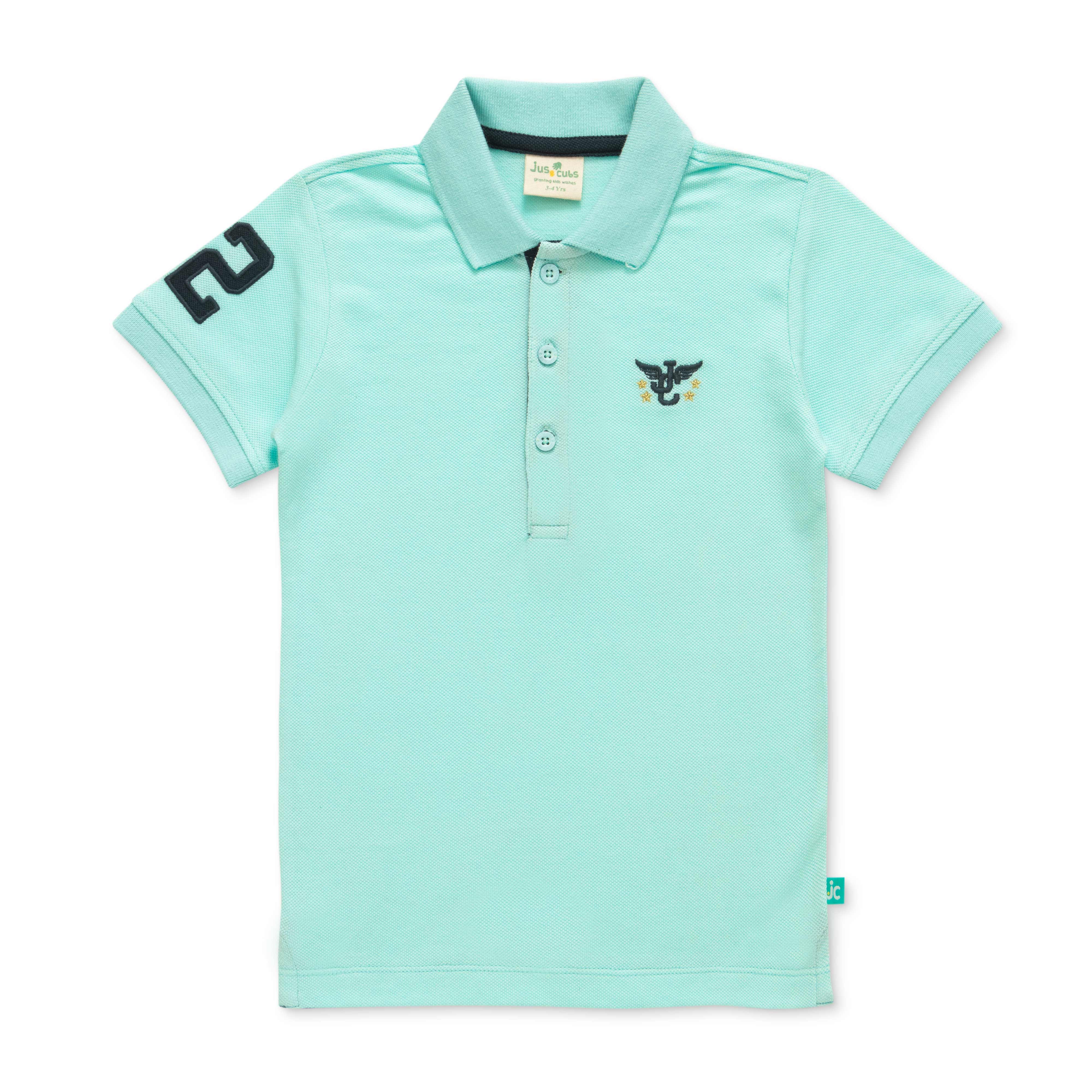 Boys Shoulder Patch work & chest Emboridery work Half Sleeve  BioWashed Polo T-shirts