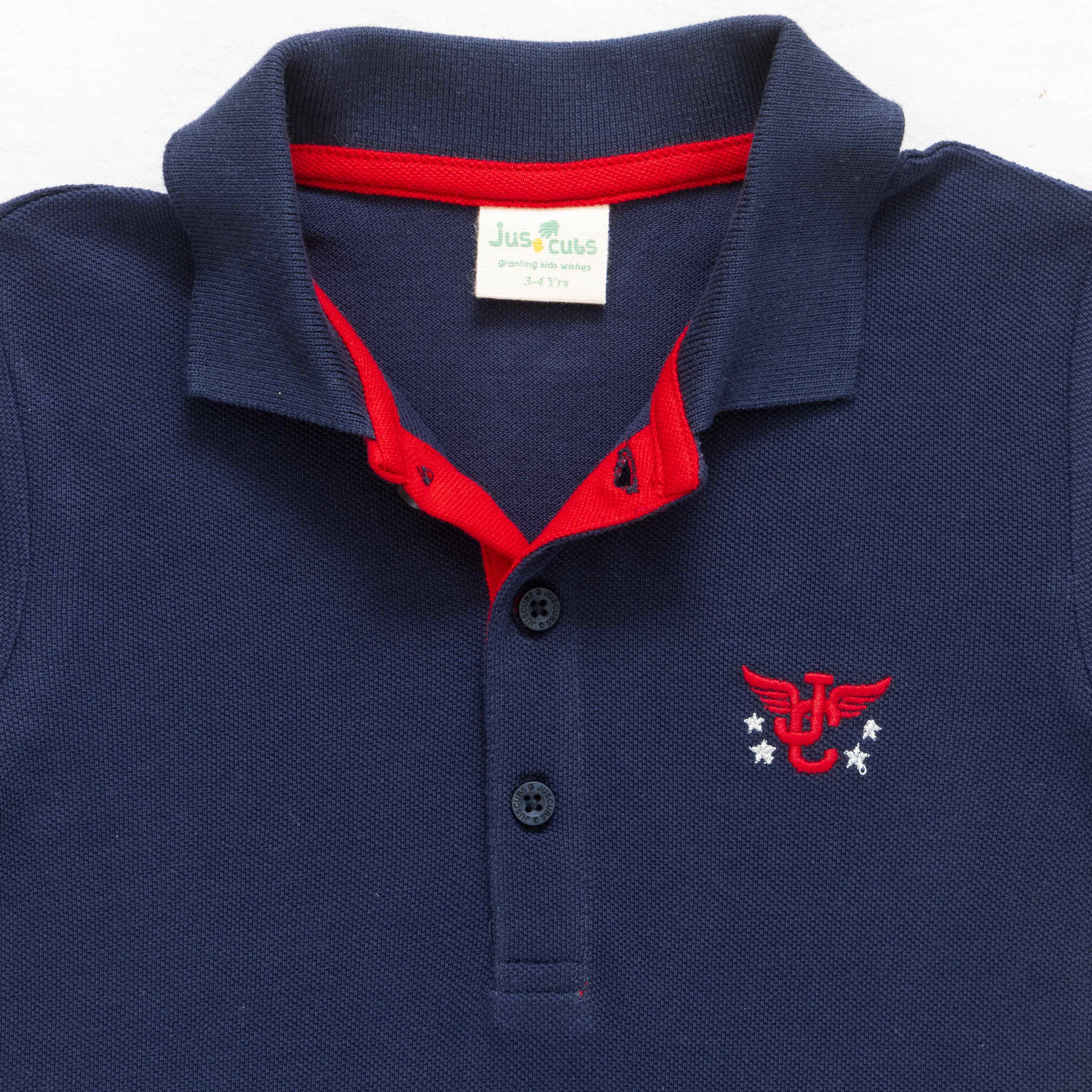 Boys Shoulder Patch work & chest Emboridery work Half Sleeve  BioWashed Polo T-shirts