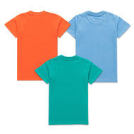 "Boys' Graphic T-Shirt Combo – Pack of 3 (Surfboard, Astronaut, Train Print)"