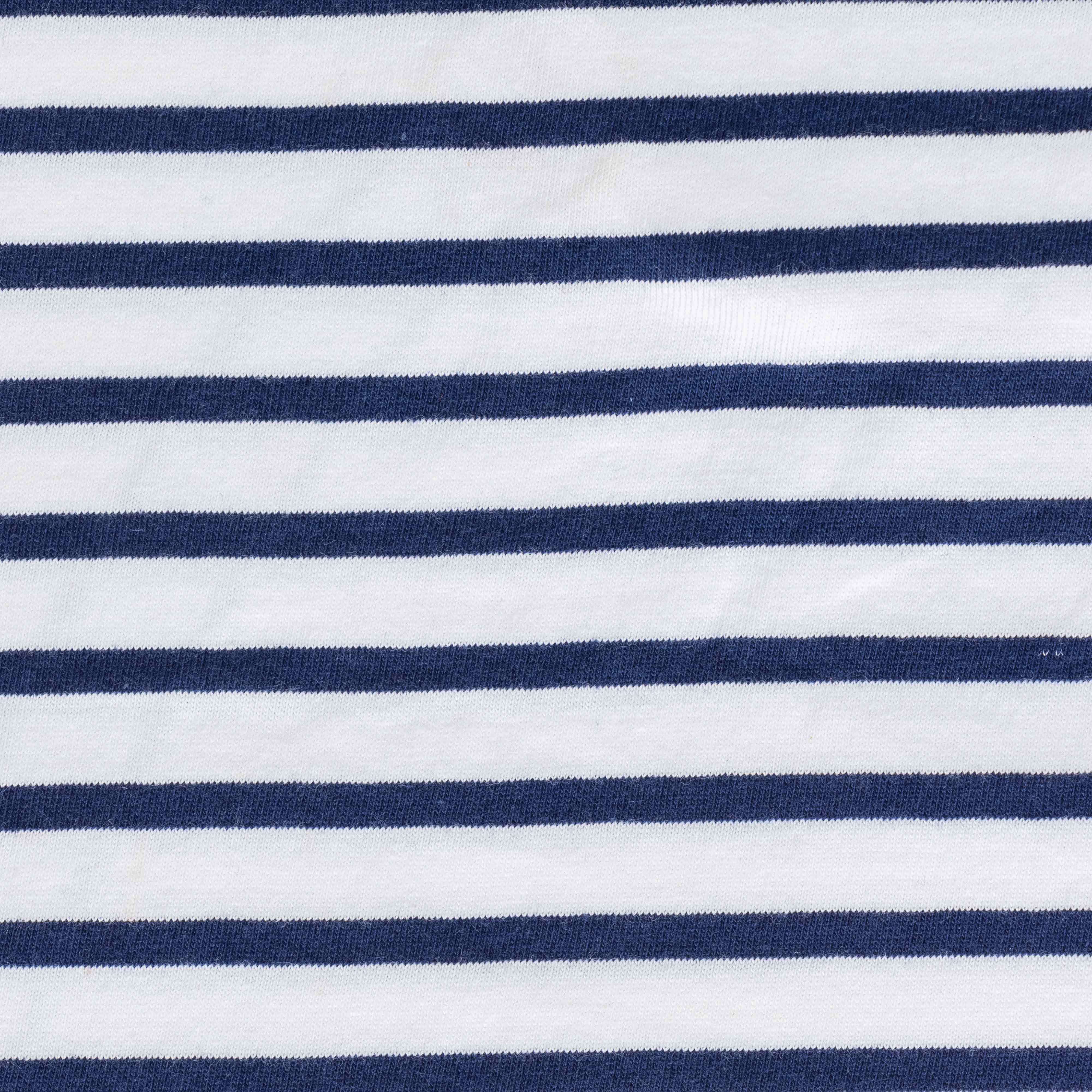 Girls Toddler Striped Round Neck Detail Cotton T-Shirt Navy