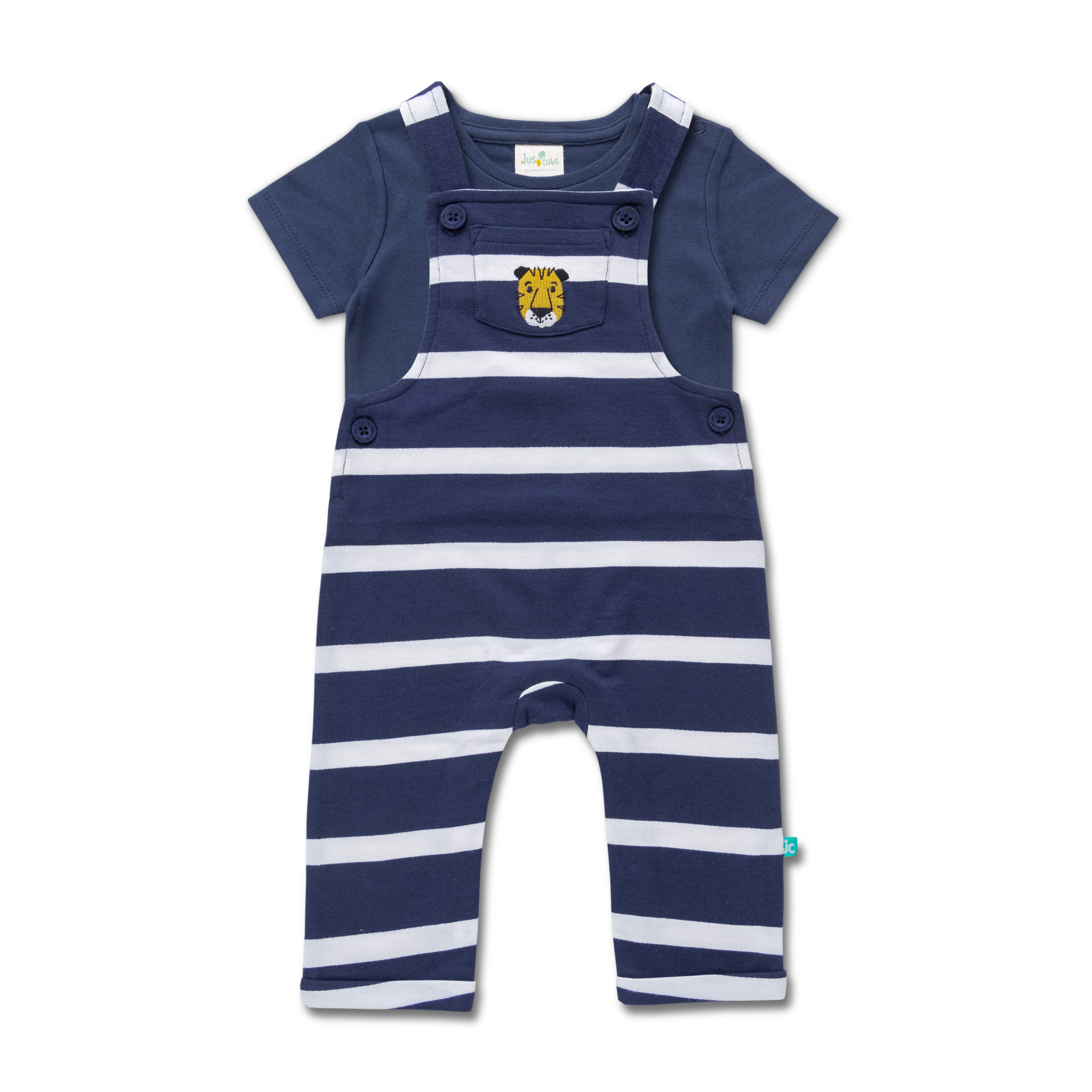 Boys Half Sleeves AOP Dungaree Dark Blue