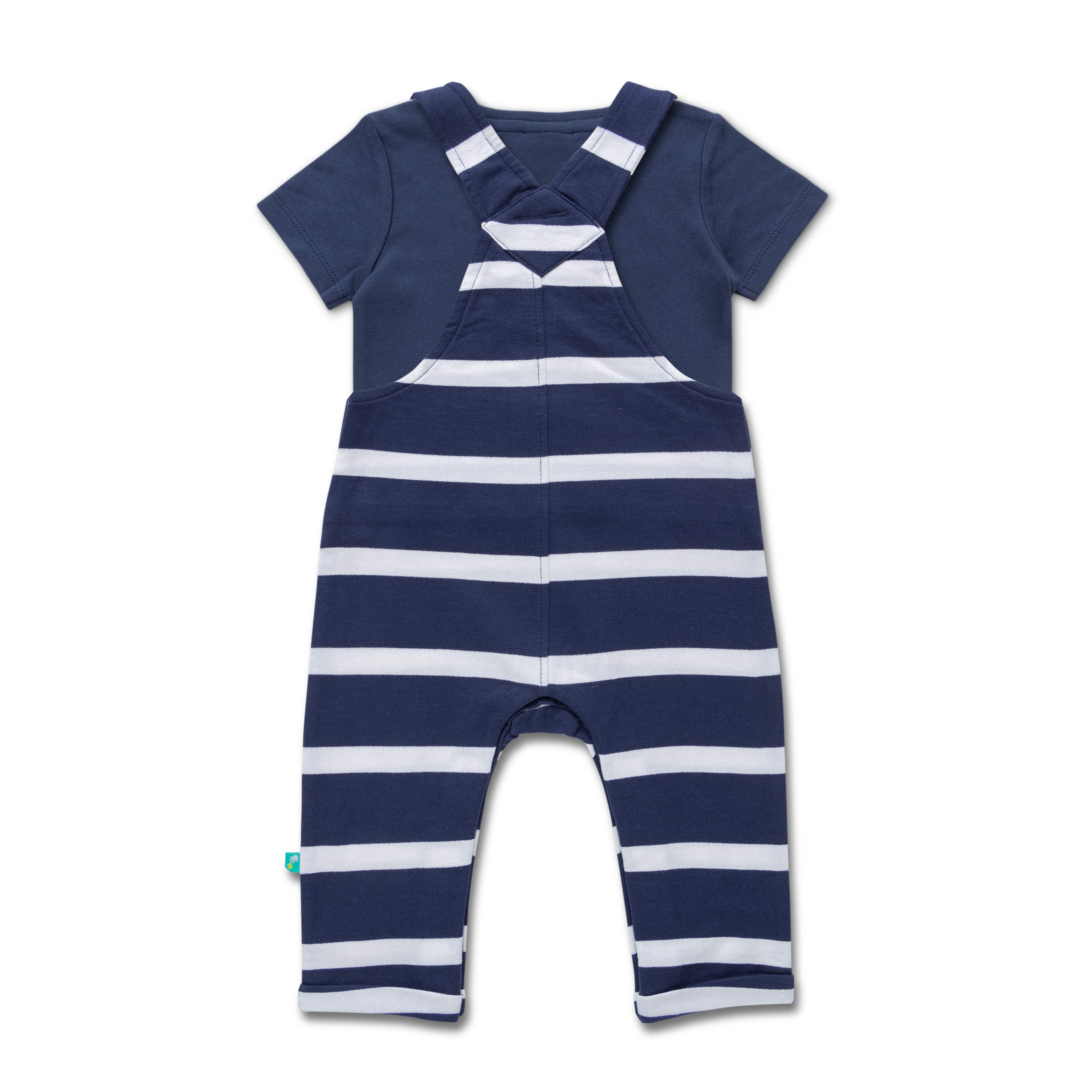 Boys Half Sleeves AOP Dungaree Dark Blue