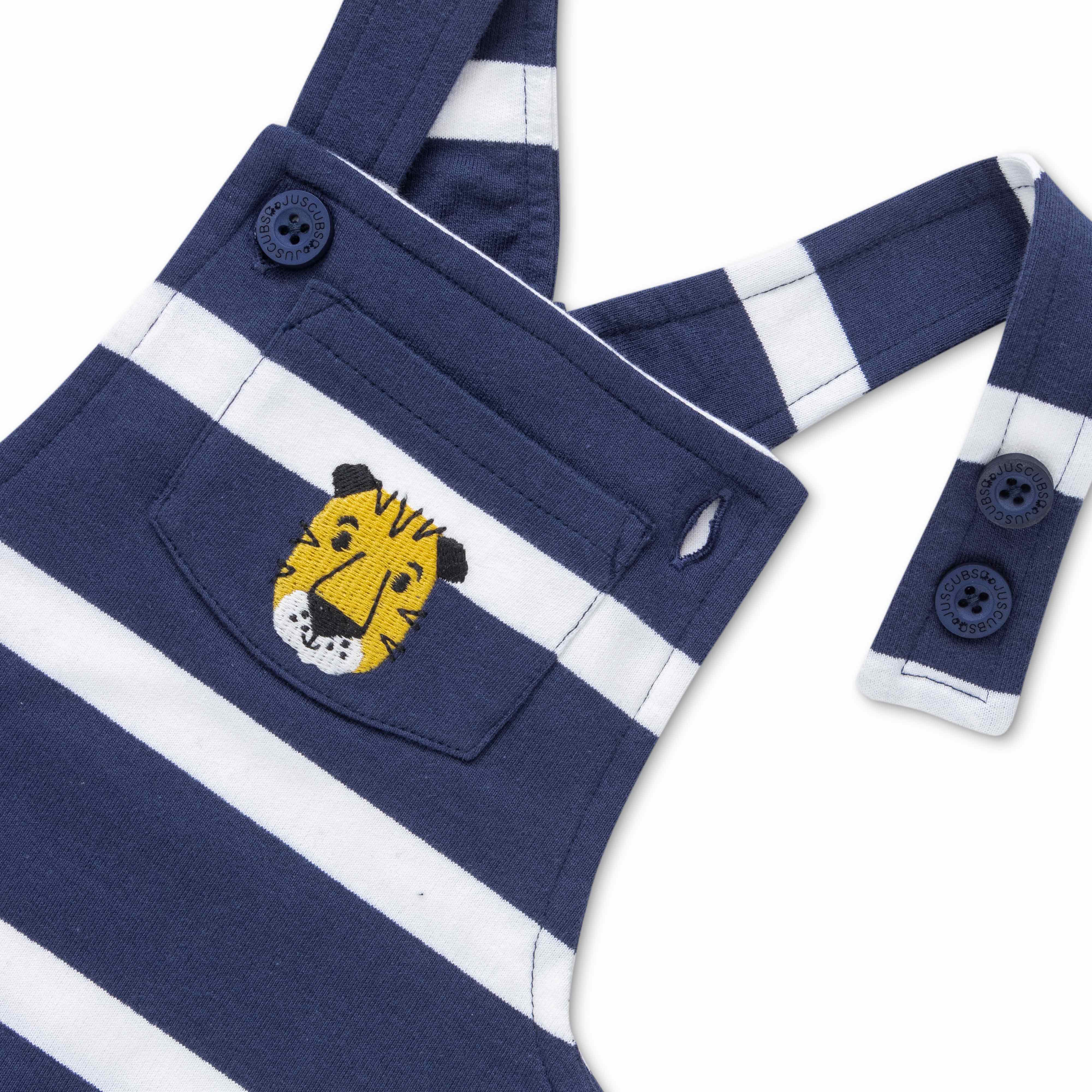 Boys Half Sleeves AOP Dungaree Dark Blue