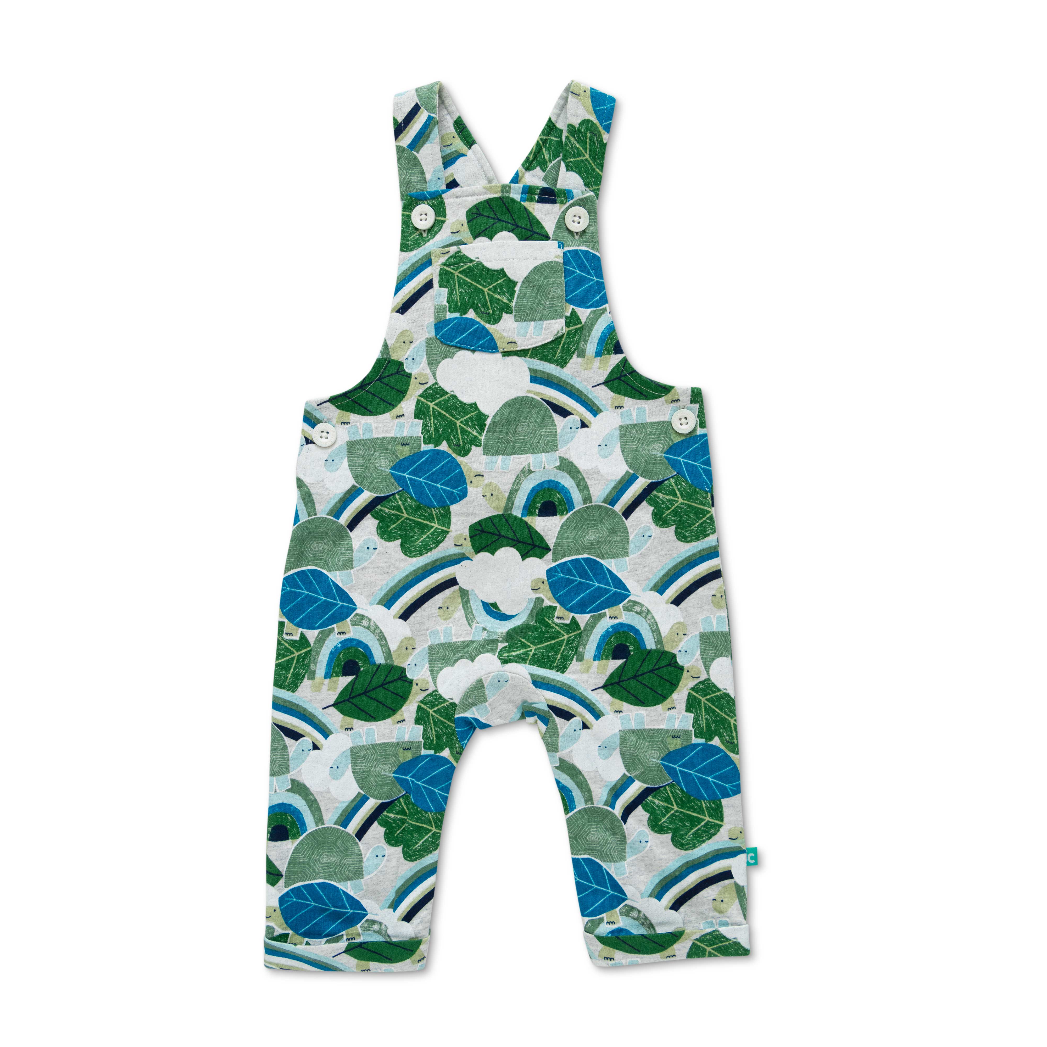 Boys Half Sleeves AOP Dungaree Green