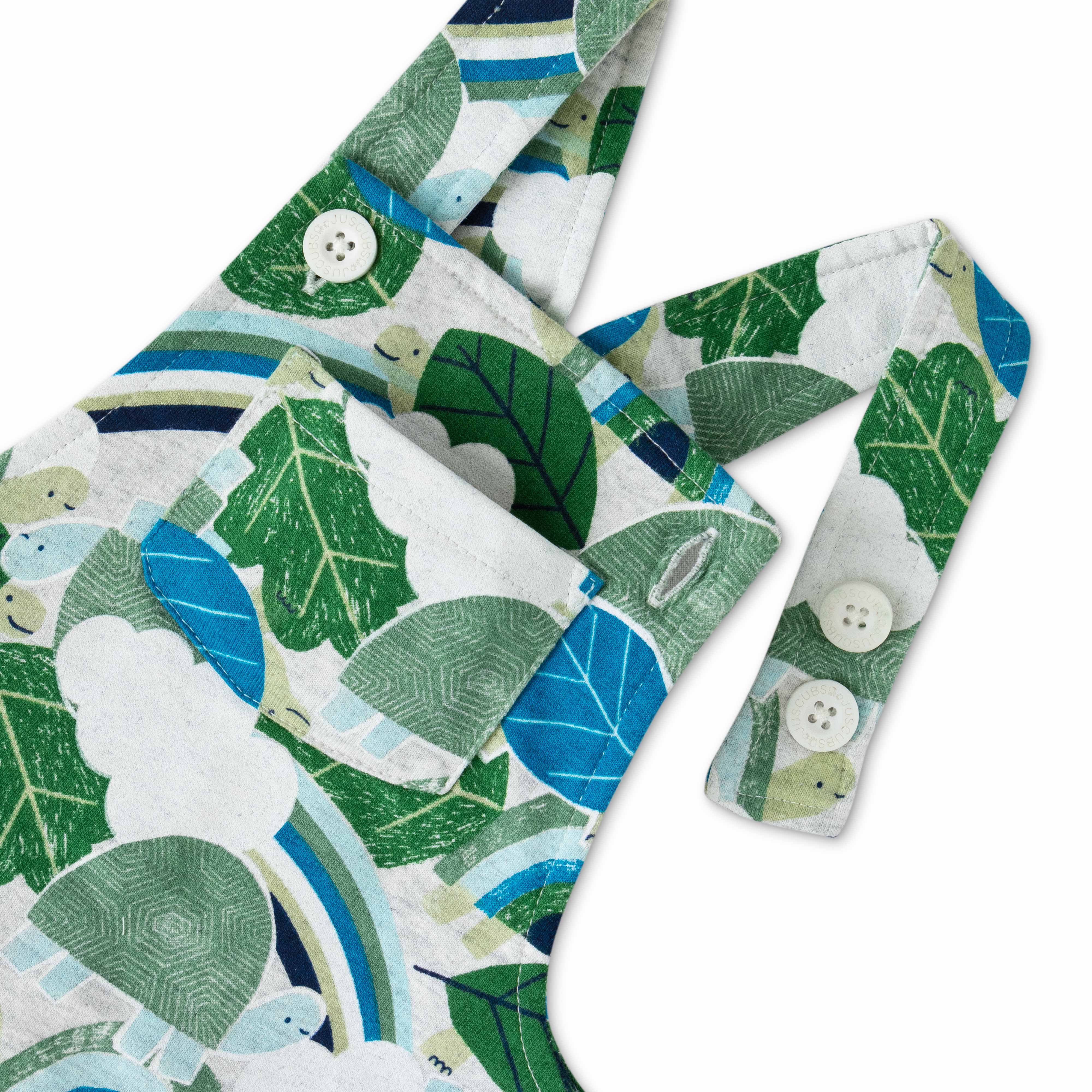 Boys Half Sleeves AOP Dungaree Green
