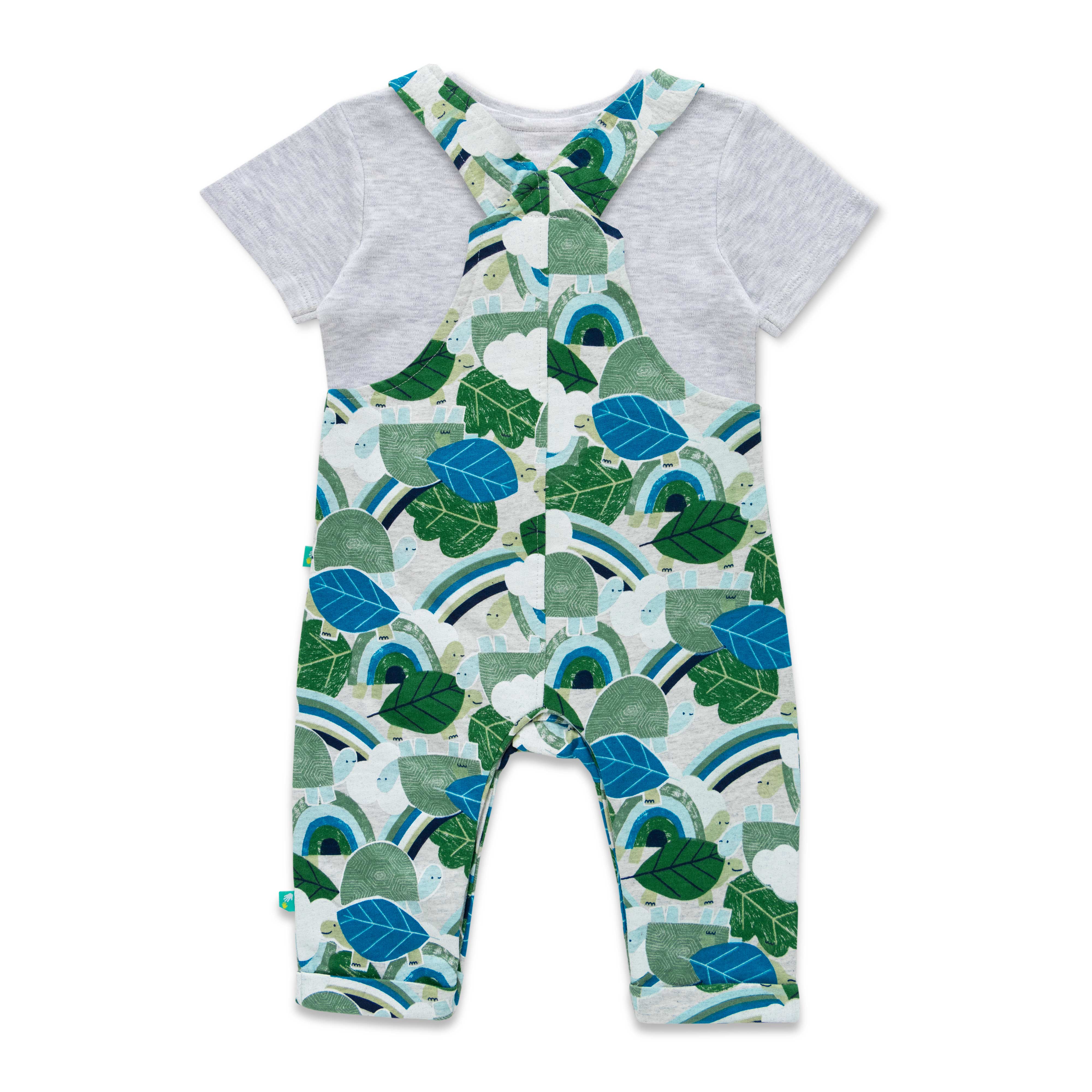 Boys Half Sleeves AOP Dungaree Green