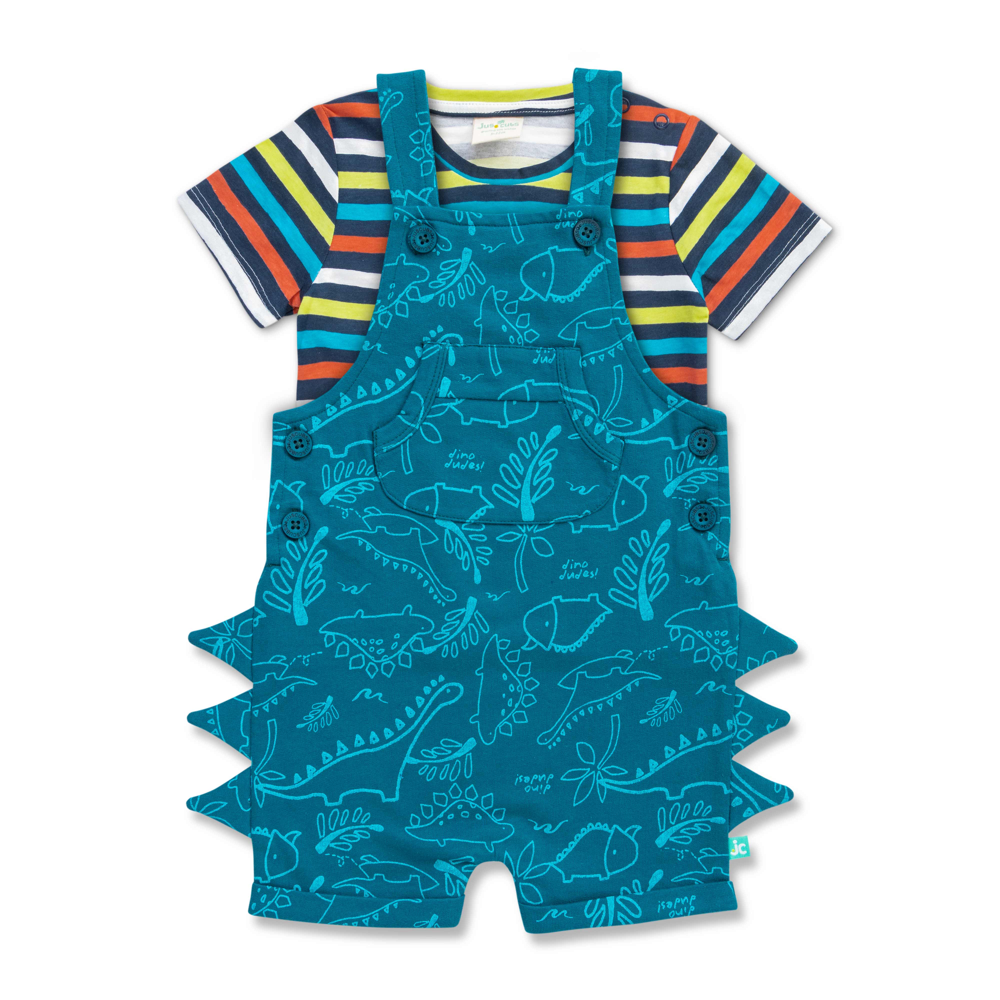 Boys Half Sleeves AOP Dungaree Green