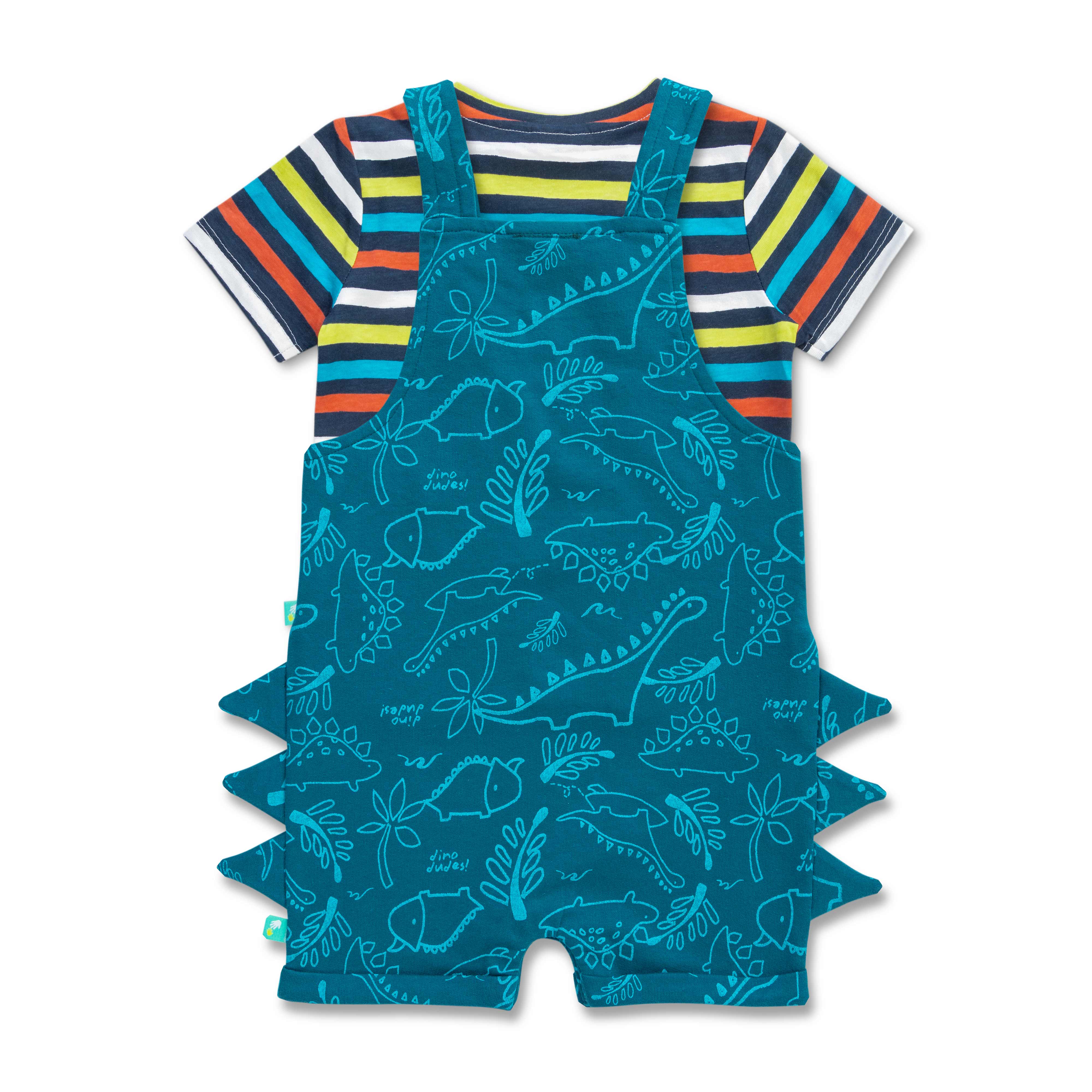 Boys Half Sleeves AOP Dungaree Green