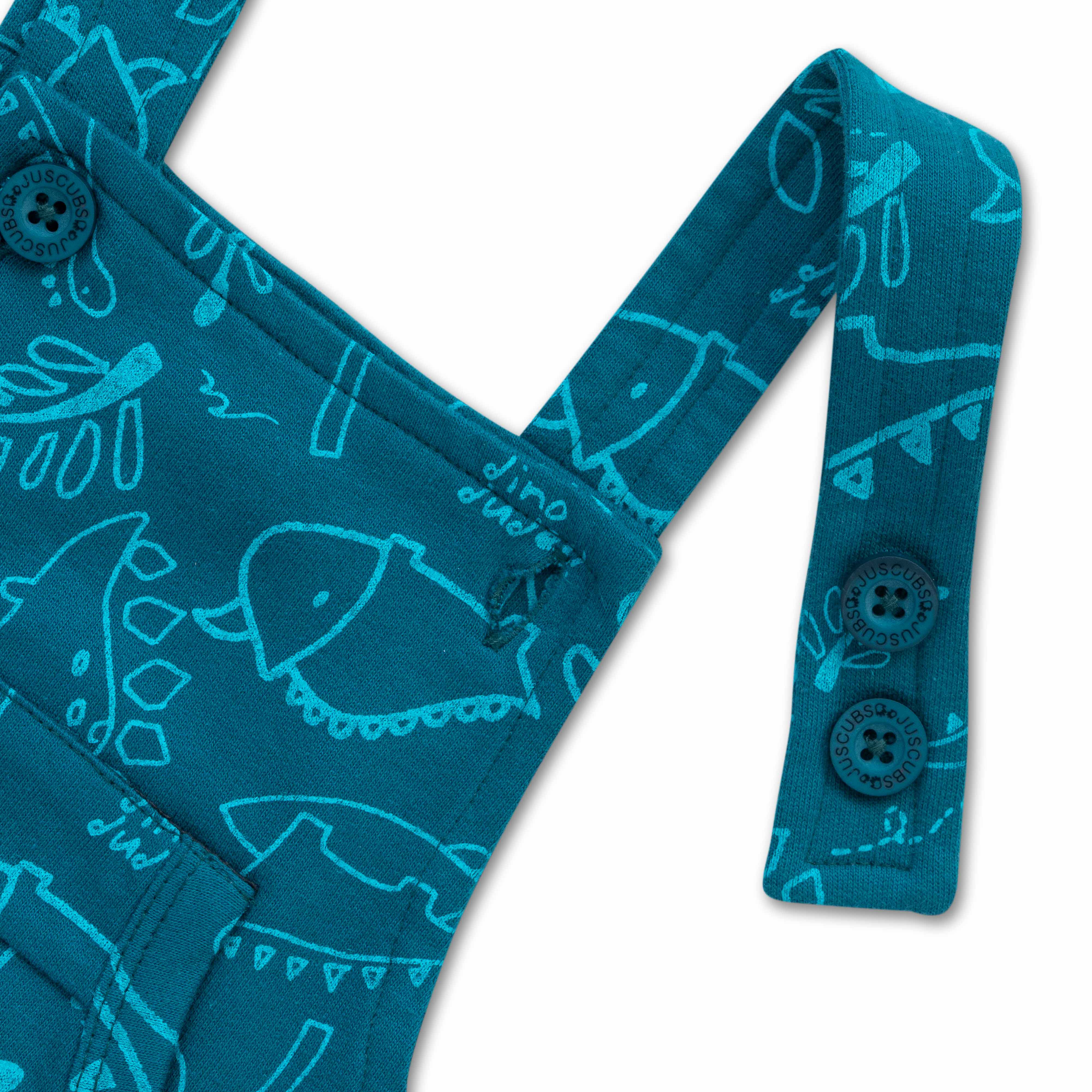 Boys Half Sleeves AOP Dungaree Green