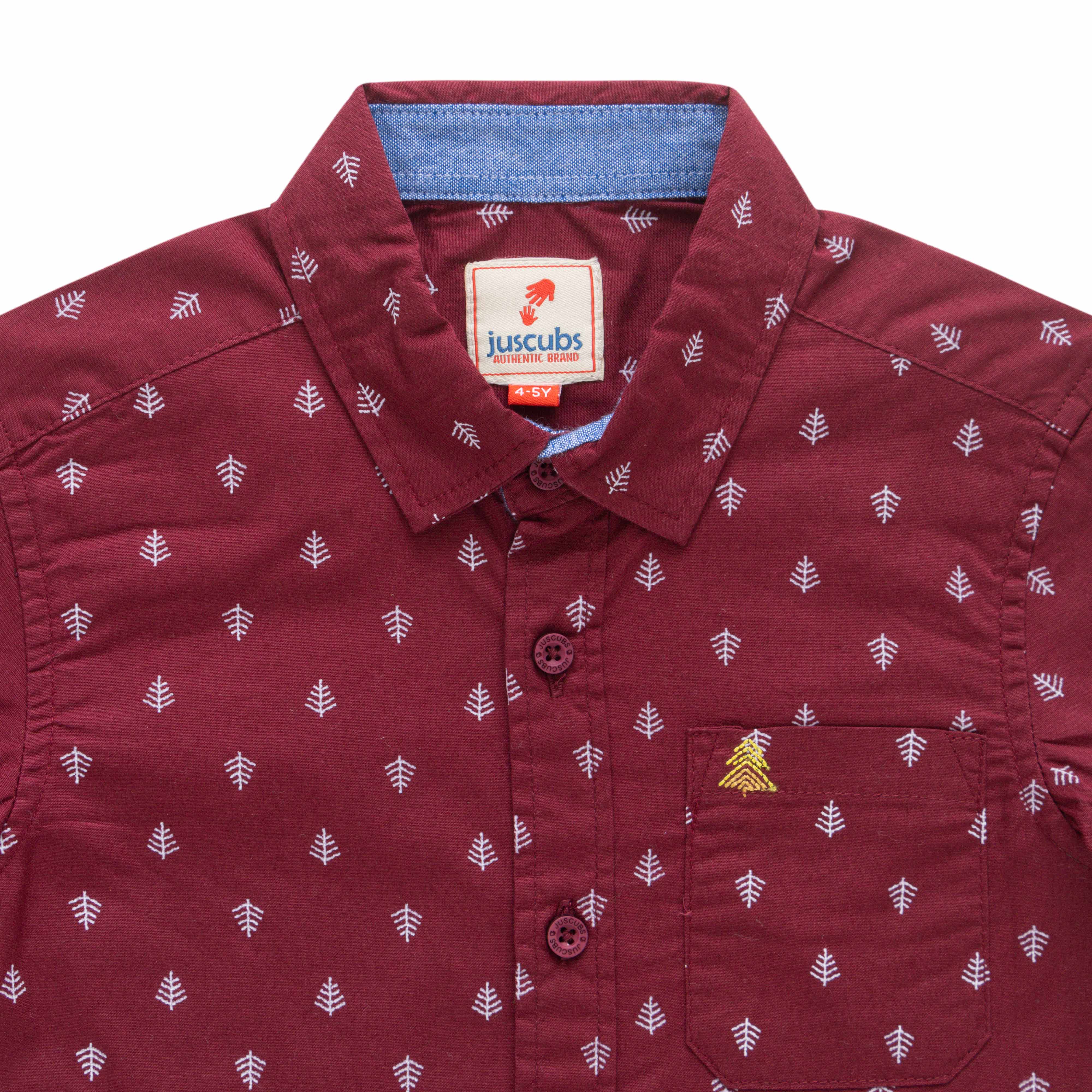 Boys Regular Fit Graphic Print Casual Shirt-Merron