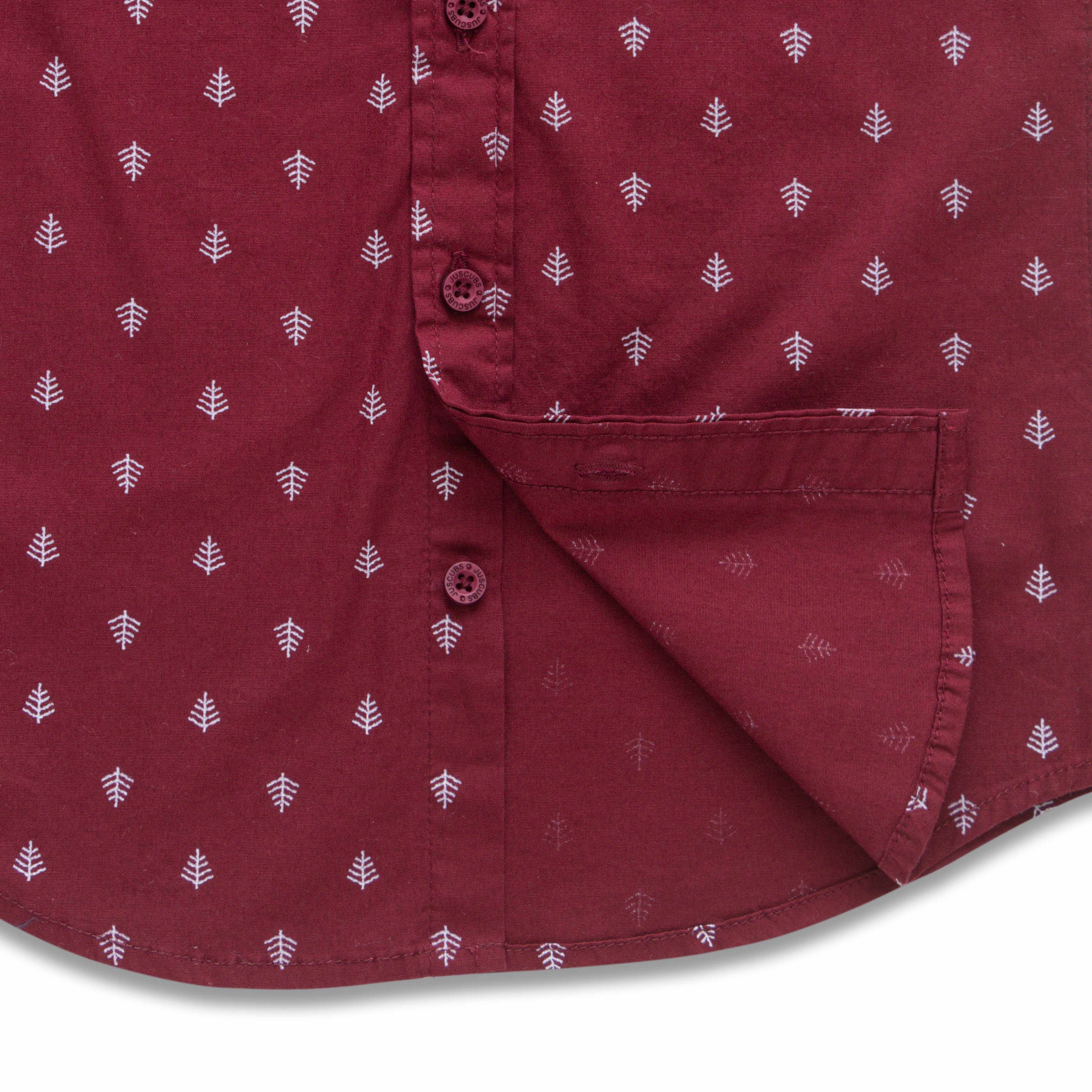 Boys Regular Fit Graphic Print Casual Shirt-Merron