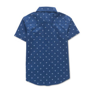 Boys' Navy Blue Geometric Print Shirt – Short Sleeve Casual Wear