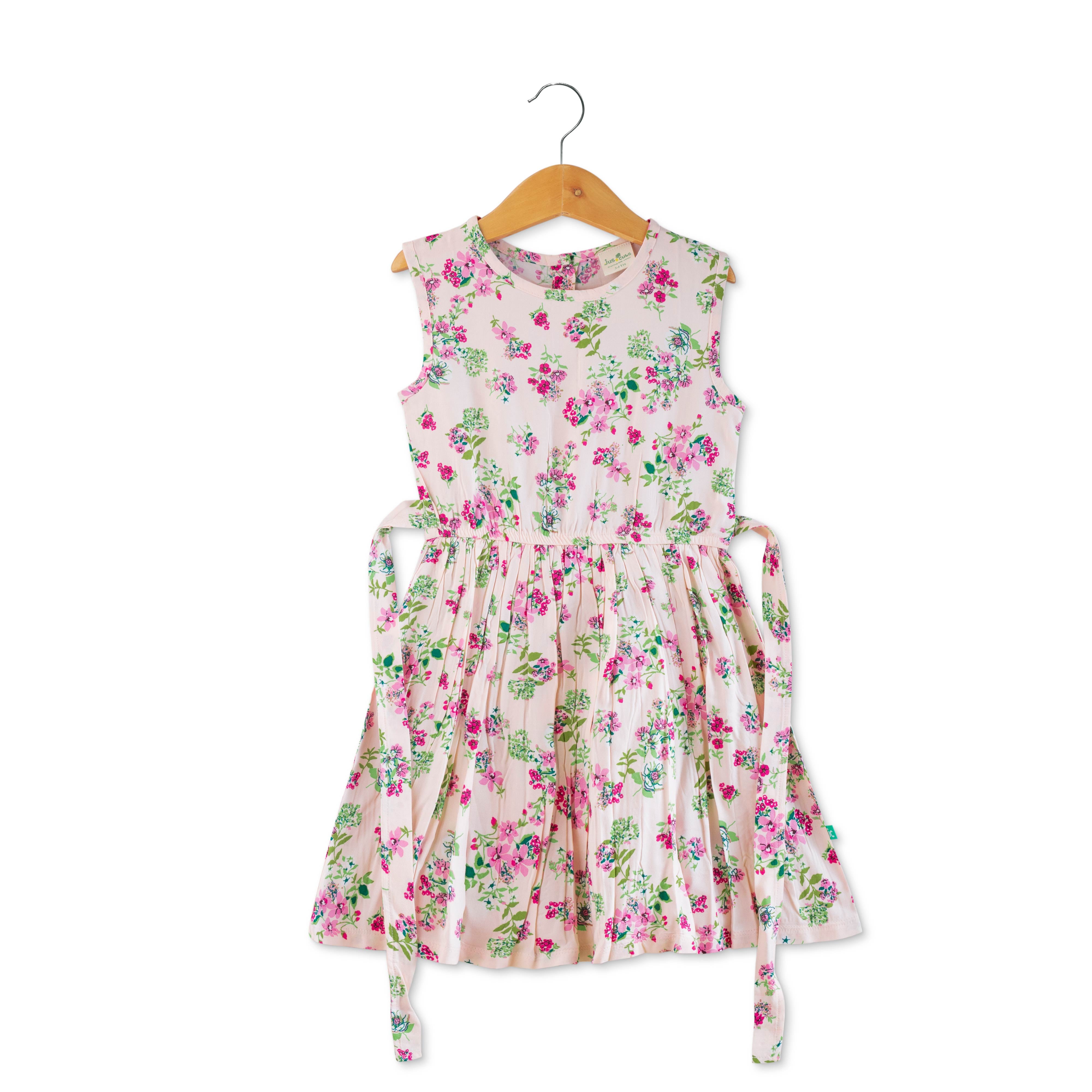 Girls Sleeveless AOP Dress - Off White