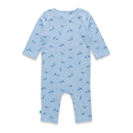 "Baby Boys' Cotton Romper with Safari Animal Print – Light Blue"