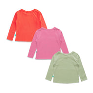 "Baby Girls' Long Sleeve Printed T-Shirt Combo – Pack of 3 (Unicorn, Cat, Food Theme)"