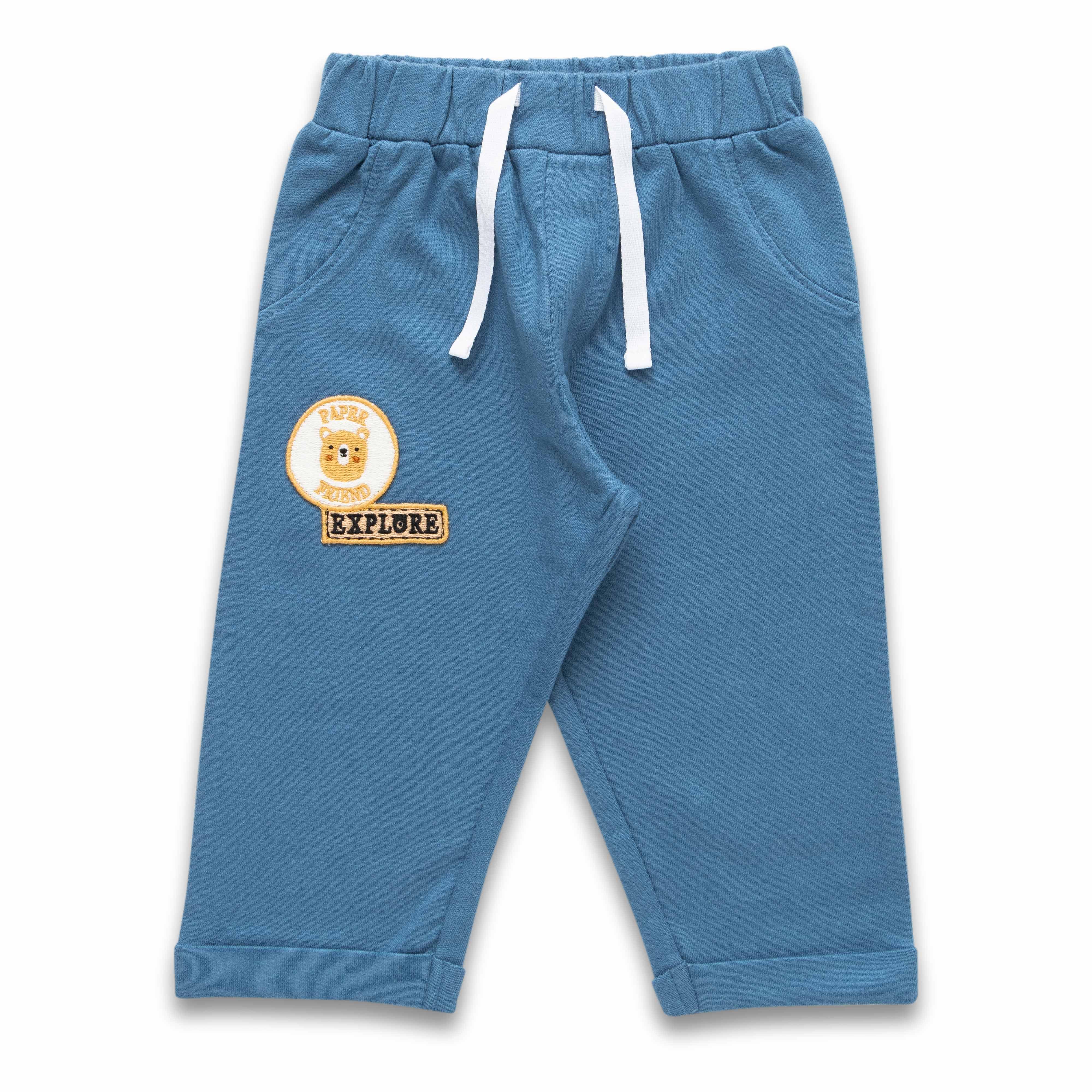 Baby Boys Striped & Graphic Printed T Shirt And Solid Jogger Pant - Juscubs