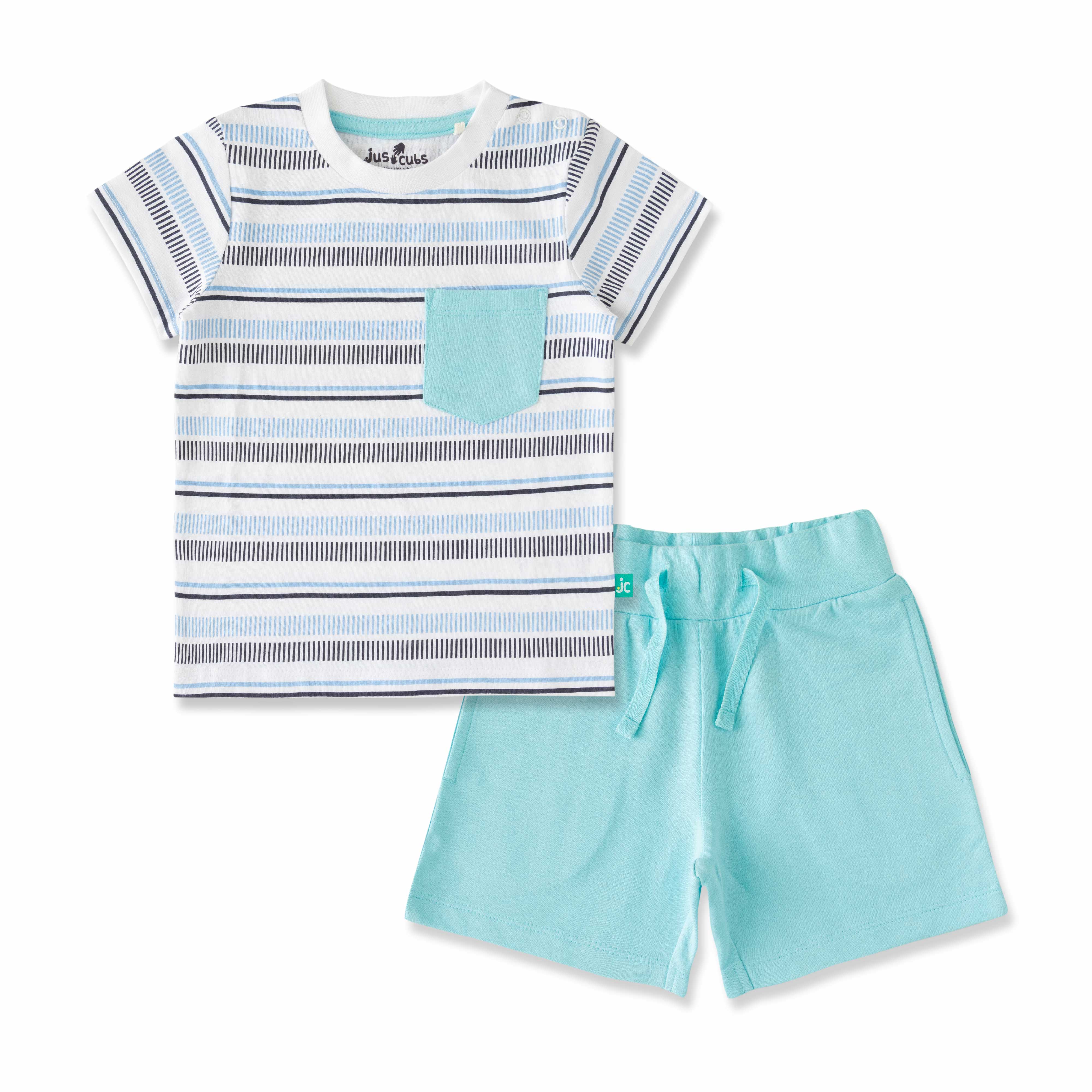 Baby Boys Striped T Shirt & Solid Shorts Set