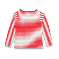 "Baby Girls' Red & White Striped Long Sleeve Top with Embroidered Butterflies"