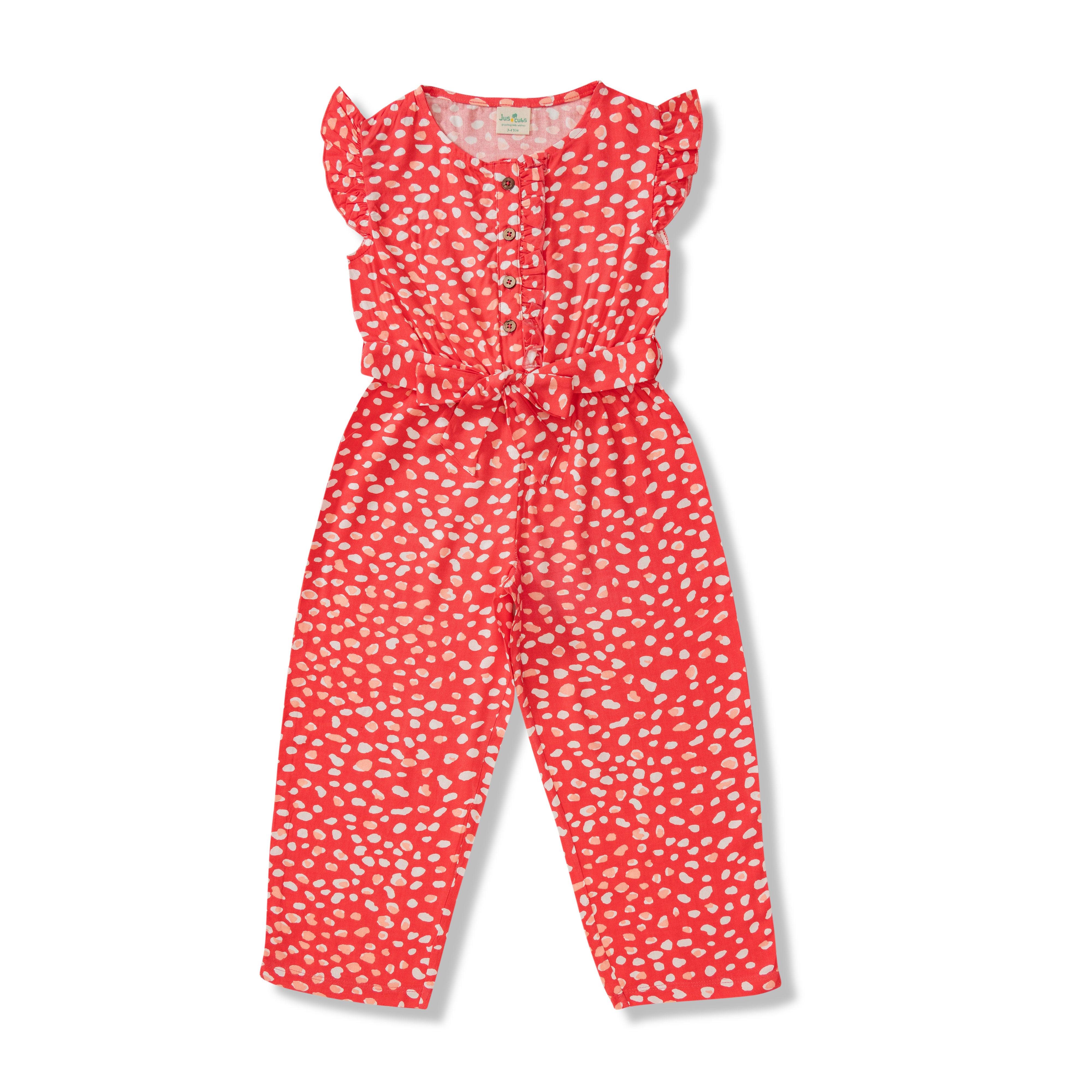 Young Girls All Over Printed Sleeveless Jump suit - Juscubs
